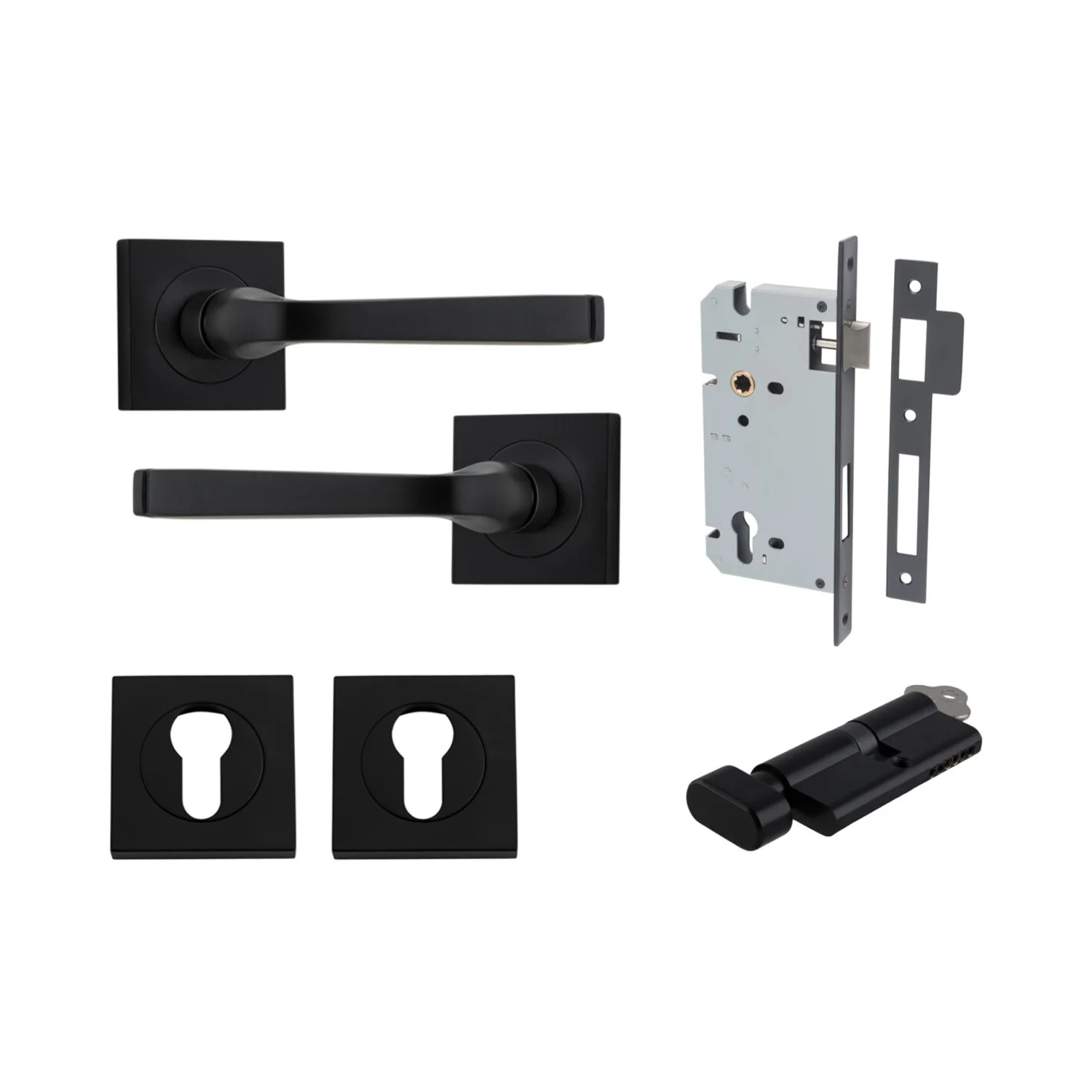 Iver Annecy Door Lever Handle on Square Rose Entrance Kit Key/Thumb - Available in Various Finishes - Image 10