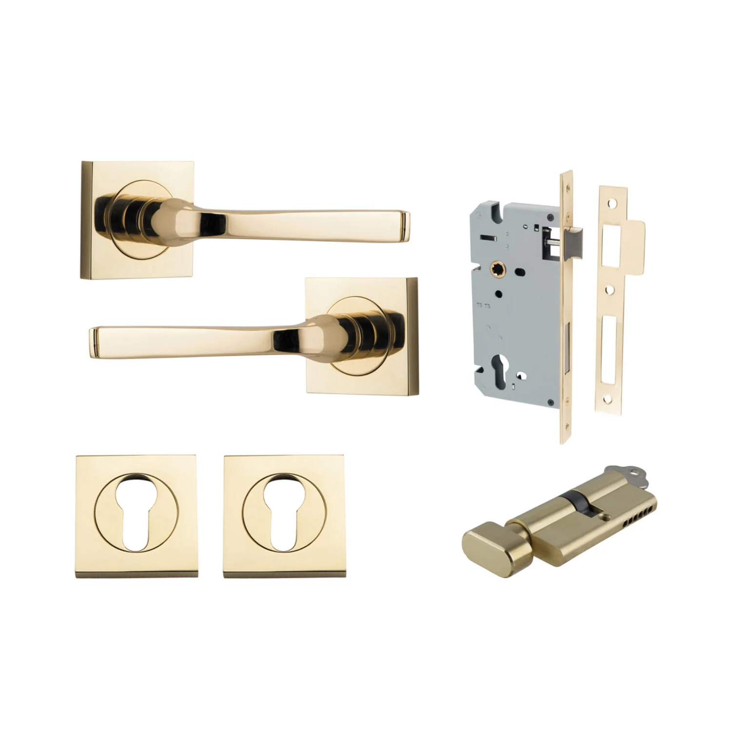 Iver Annecy Door Lever Handle on Square Rose Entrance Kit Key/Thumb - Available in Various Finishes - Image 11