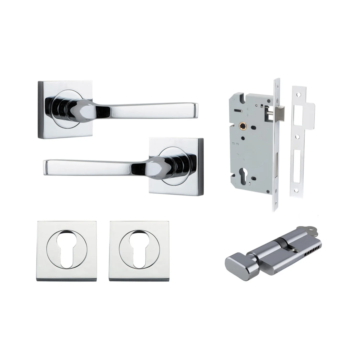 Iver Annecy Door Lever Handle on Square Rose Entrance Kit Key/Thumb - Available in Various Finishes - Image 12