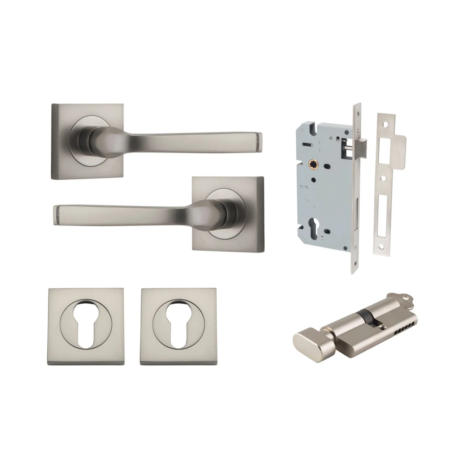 Iver Annecy Door Lever Handle on Square Rose Entrance Kit Key/Thumb - Available in Various Finishes - Image 14