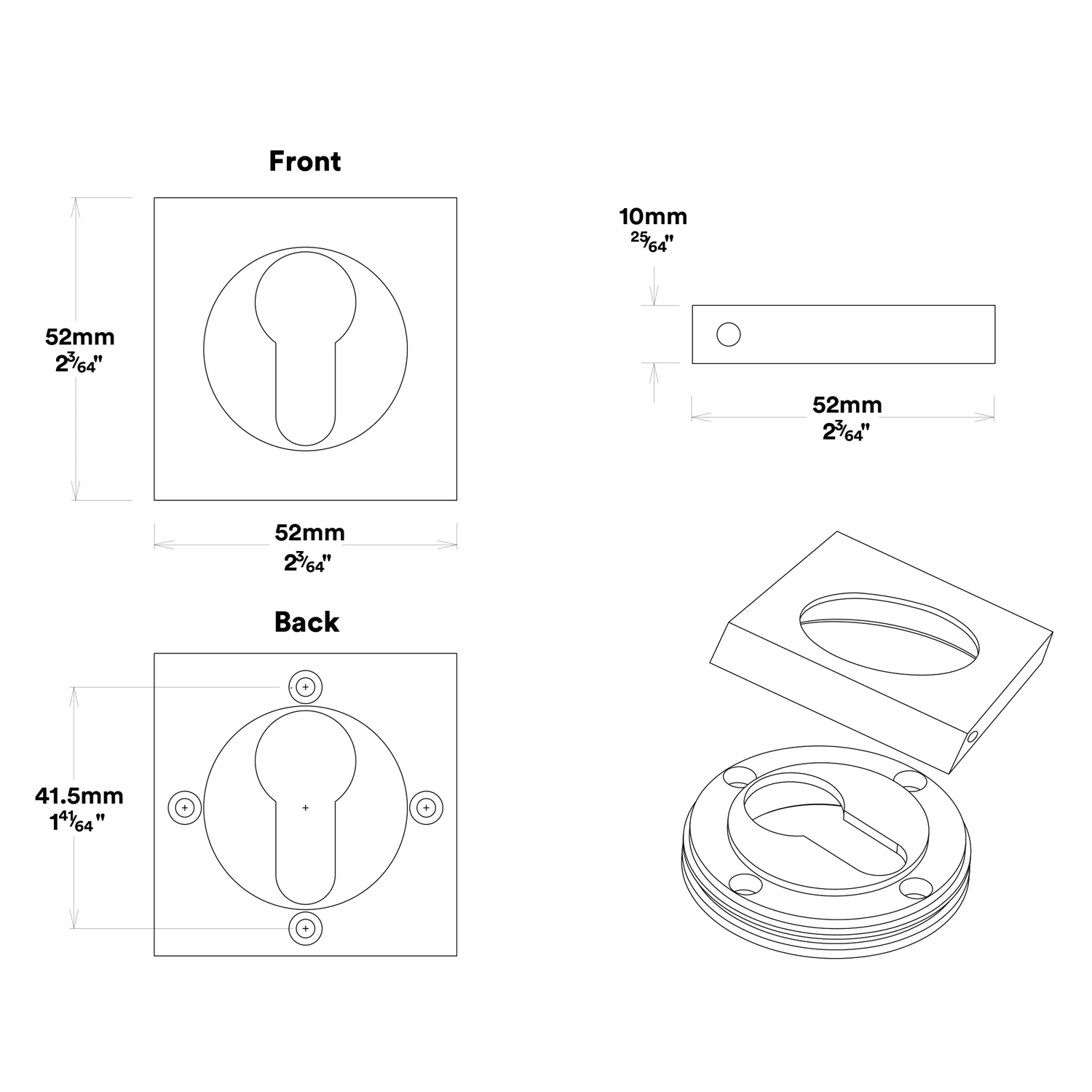 Iver Annecy Door Lever Handle on Square Rose Entrance Kit Key/Thumb - Available in Various Finishes - Image 6