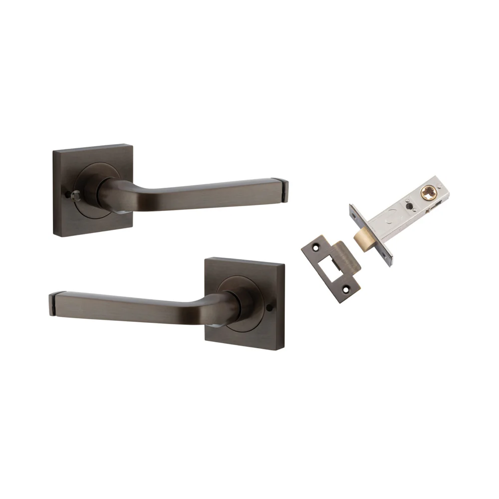 Iver Annecy Door Lever Handle on Square Rose Inbuilt Privacy - Image 3