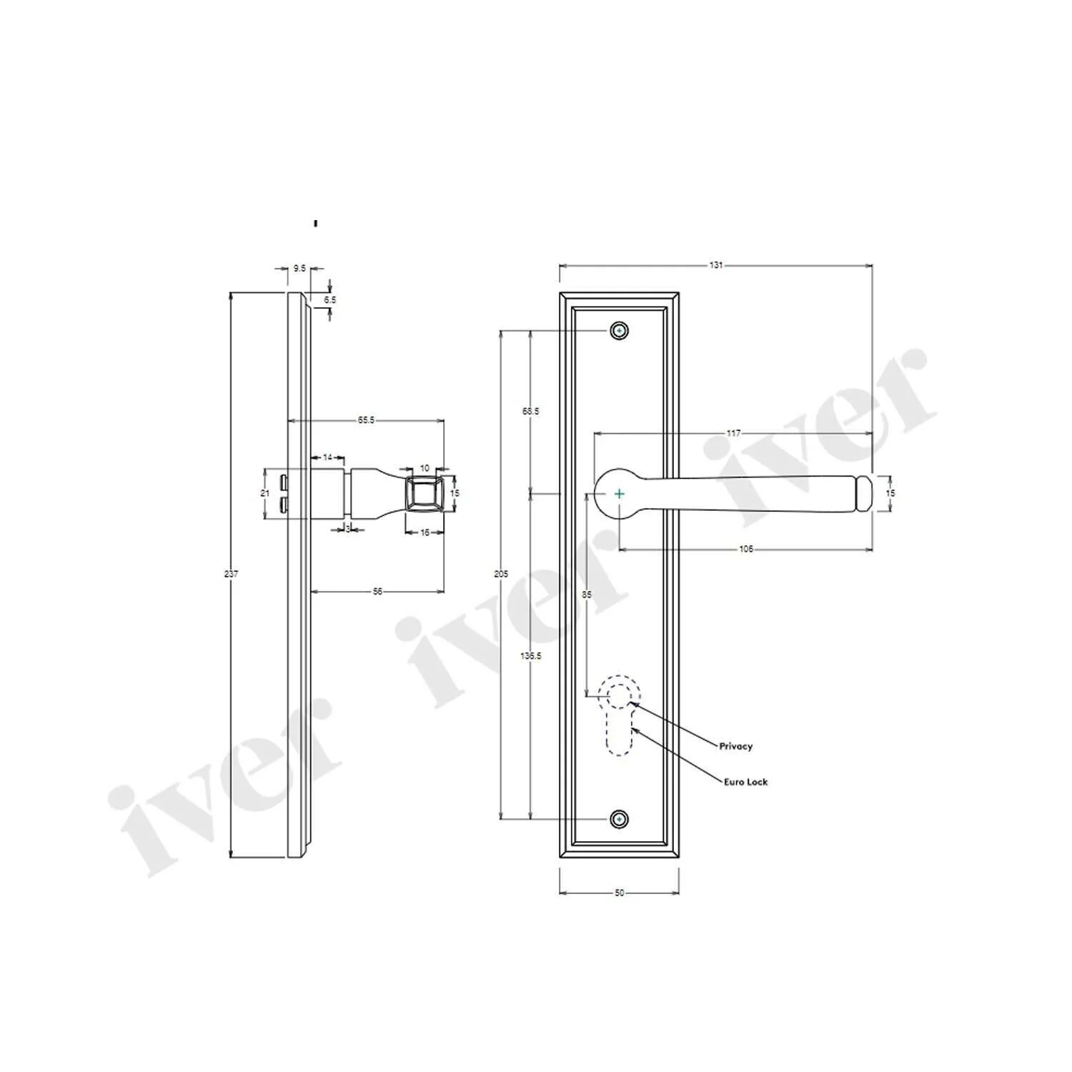 Iver Annecy Door Lever Handle on Stepped Backplate Brushed Brass - Image 3