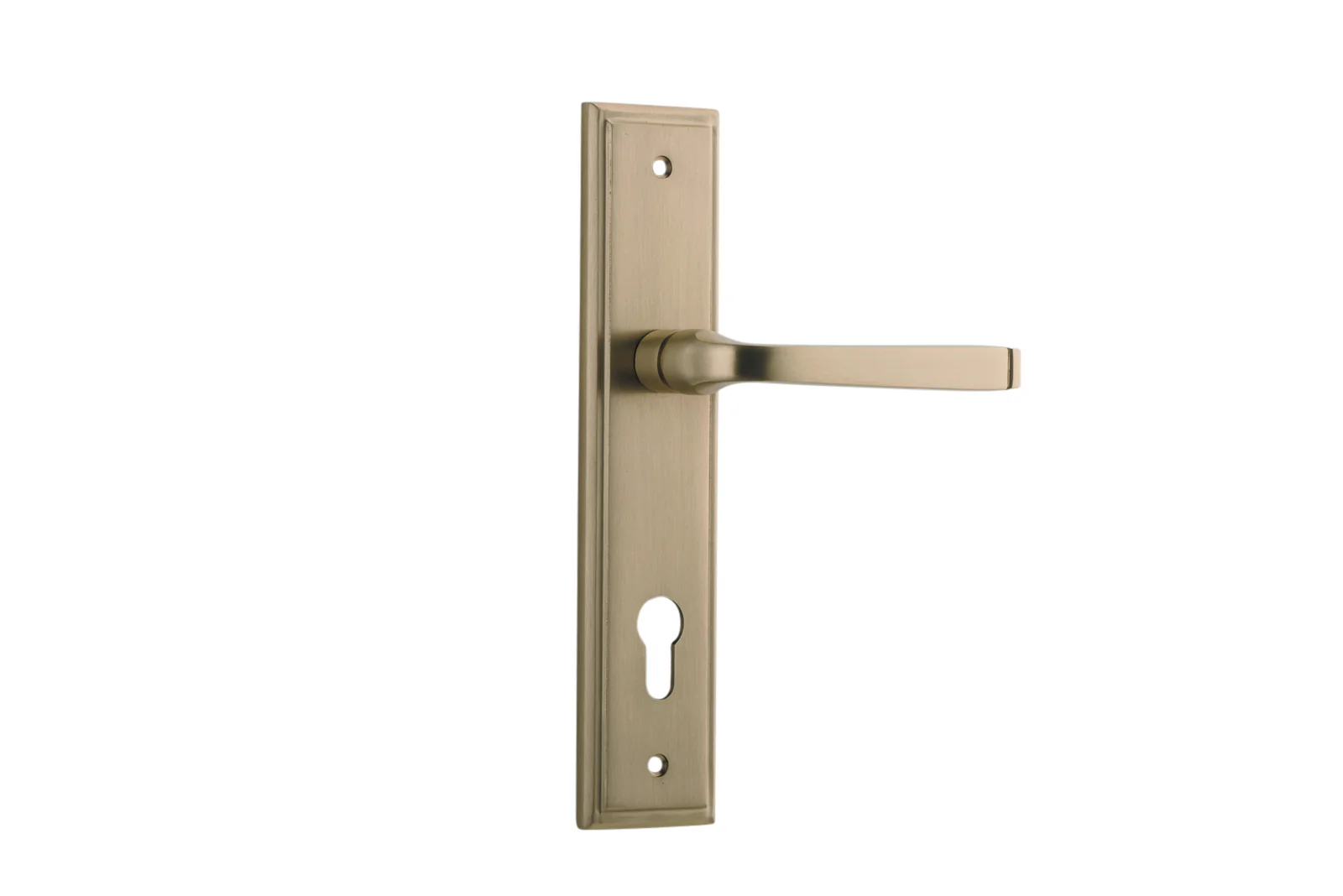 Iver Annecy Door Lever Handle on Stepped Backplate Brushed Brass - Image 5
