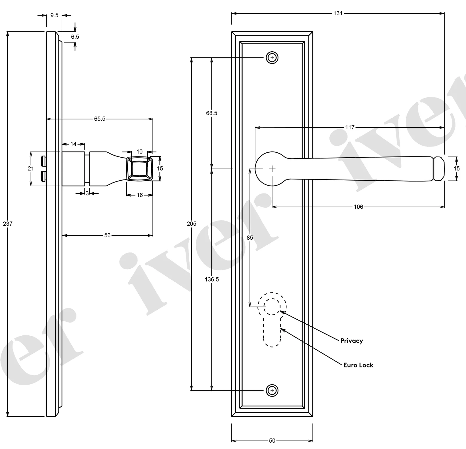 Iver Annecy Door Lever Handle on Stepped Backplate Brushed Chrome - Image 3