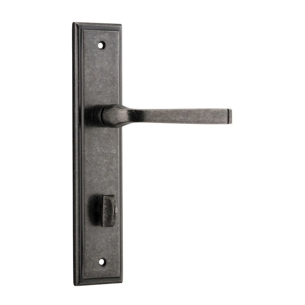 Iver Annecy Door Lever Handle on Stepped Backplate Distressed Nickel - Image 6