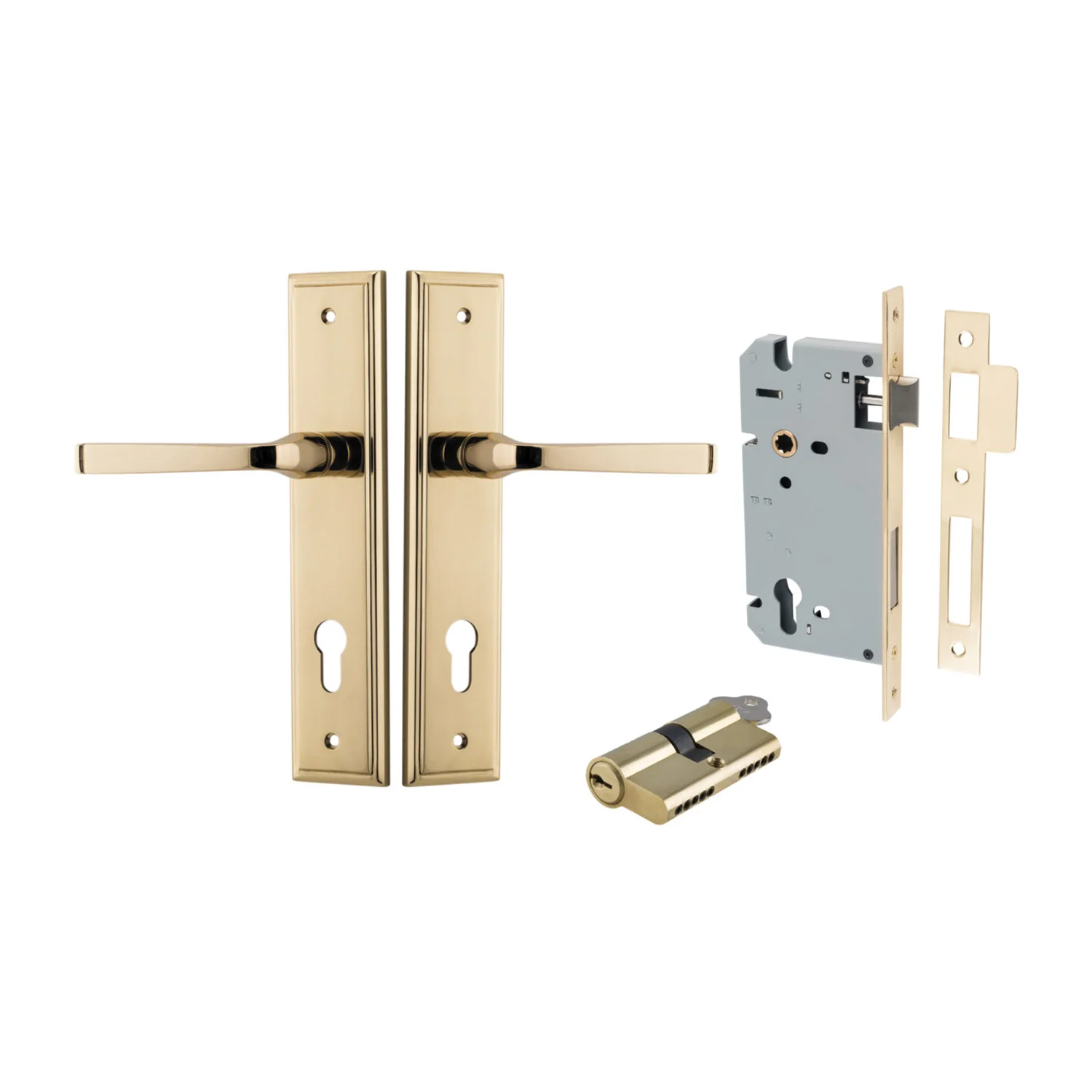 Iver Annecy Door Lever Handle on Stepped Backplate Entrance Kit Key/Key - Image 10