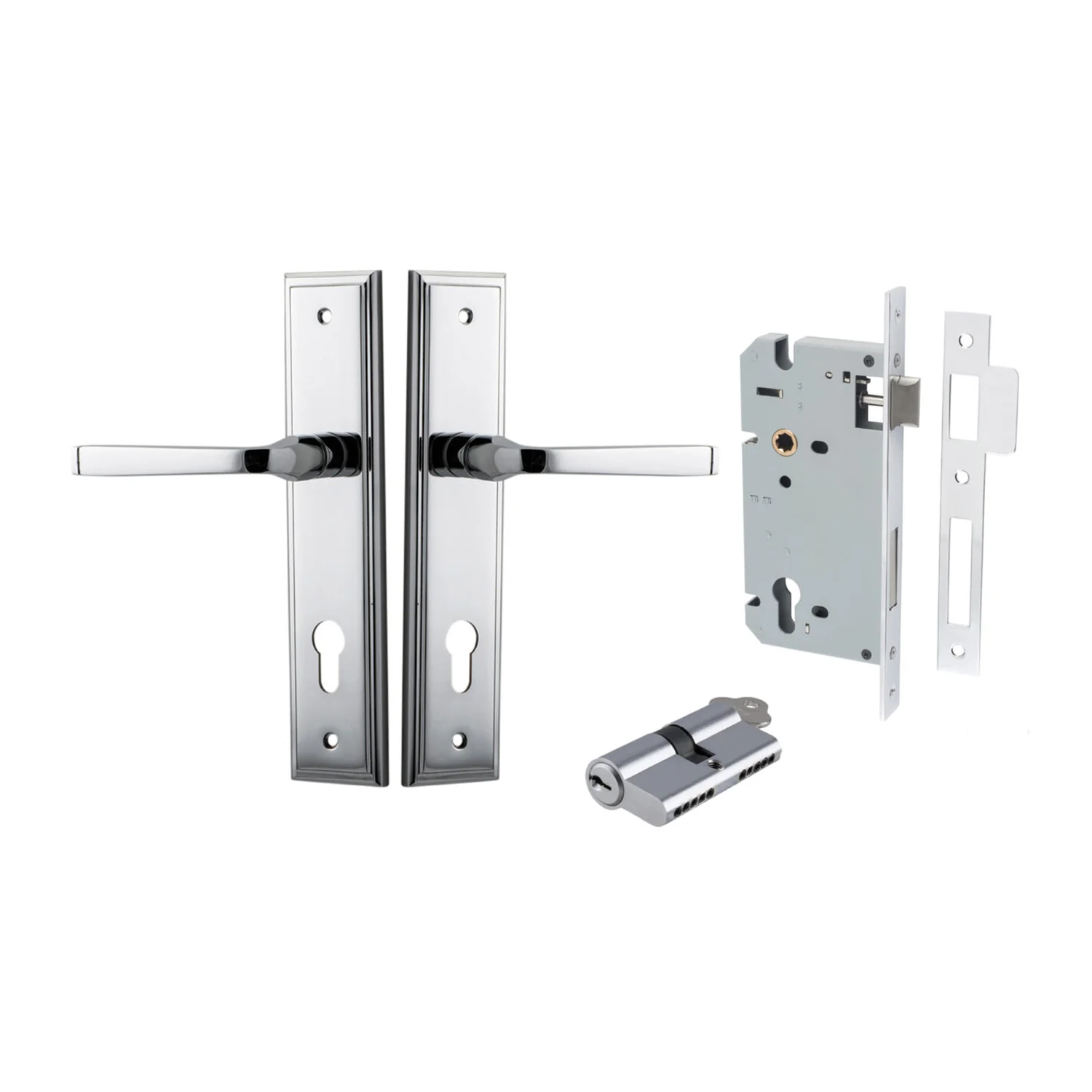 Iver Annecy Door Lever Handle on Stepped Backplate Entrance Kit Key/Key - Image 11