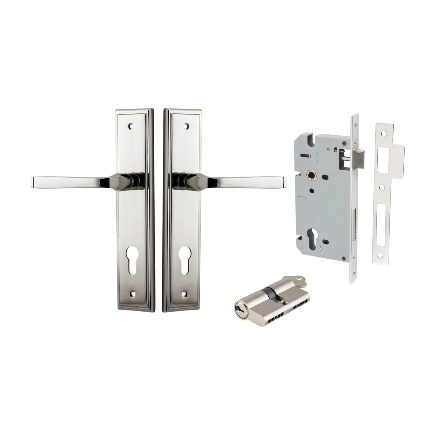 Iver Annecy Door Lever Handle on Stepped Backplate Entrance Kit Key/Key - Image 12