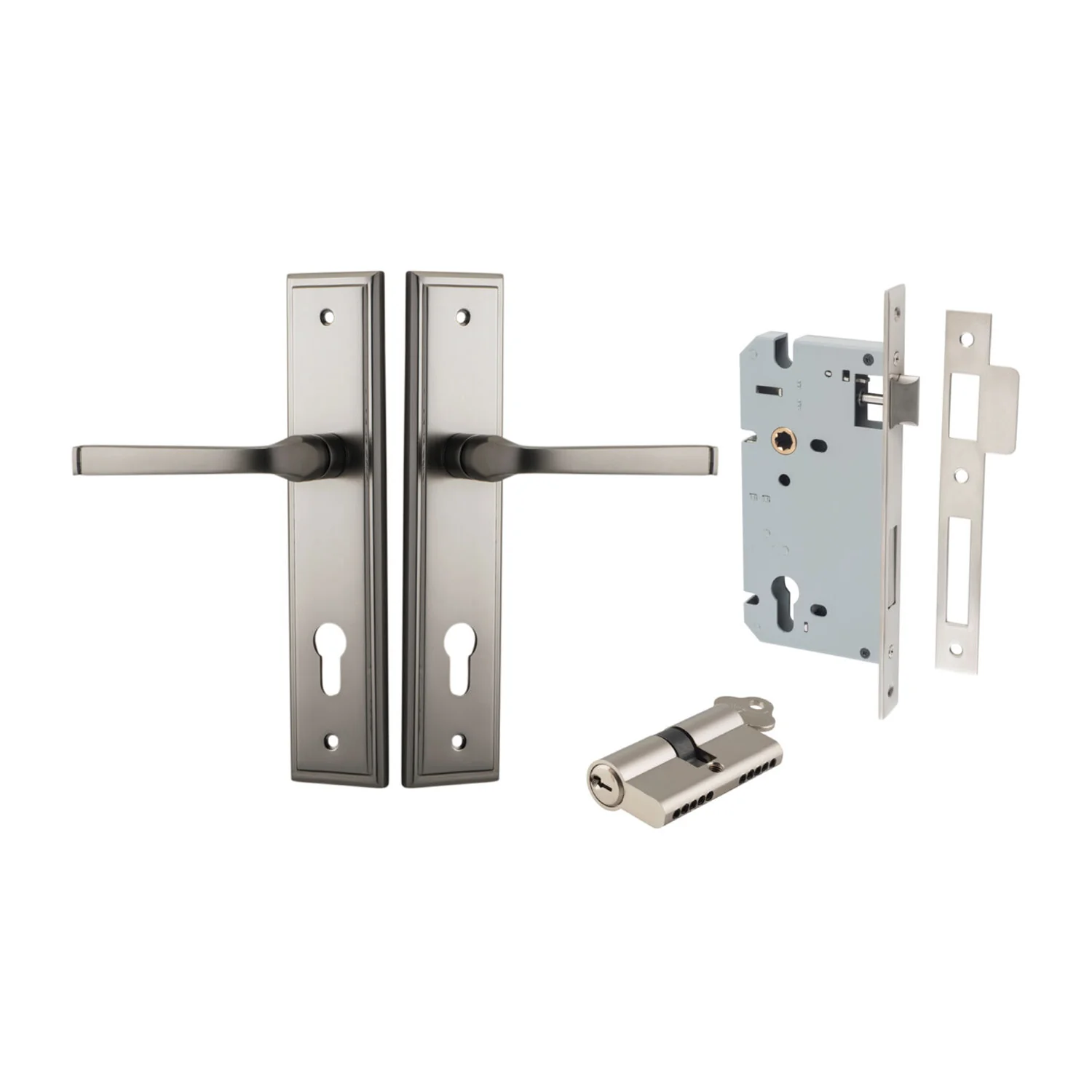 Iver Annecy Door Lever Handle on Stepped Backplate Entrance Kit Key/Key - Image 13