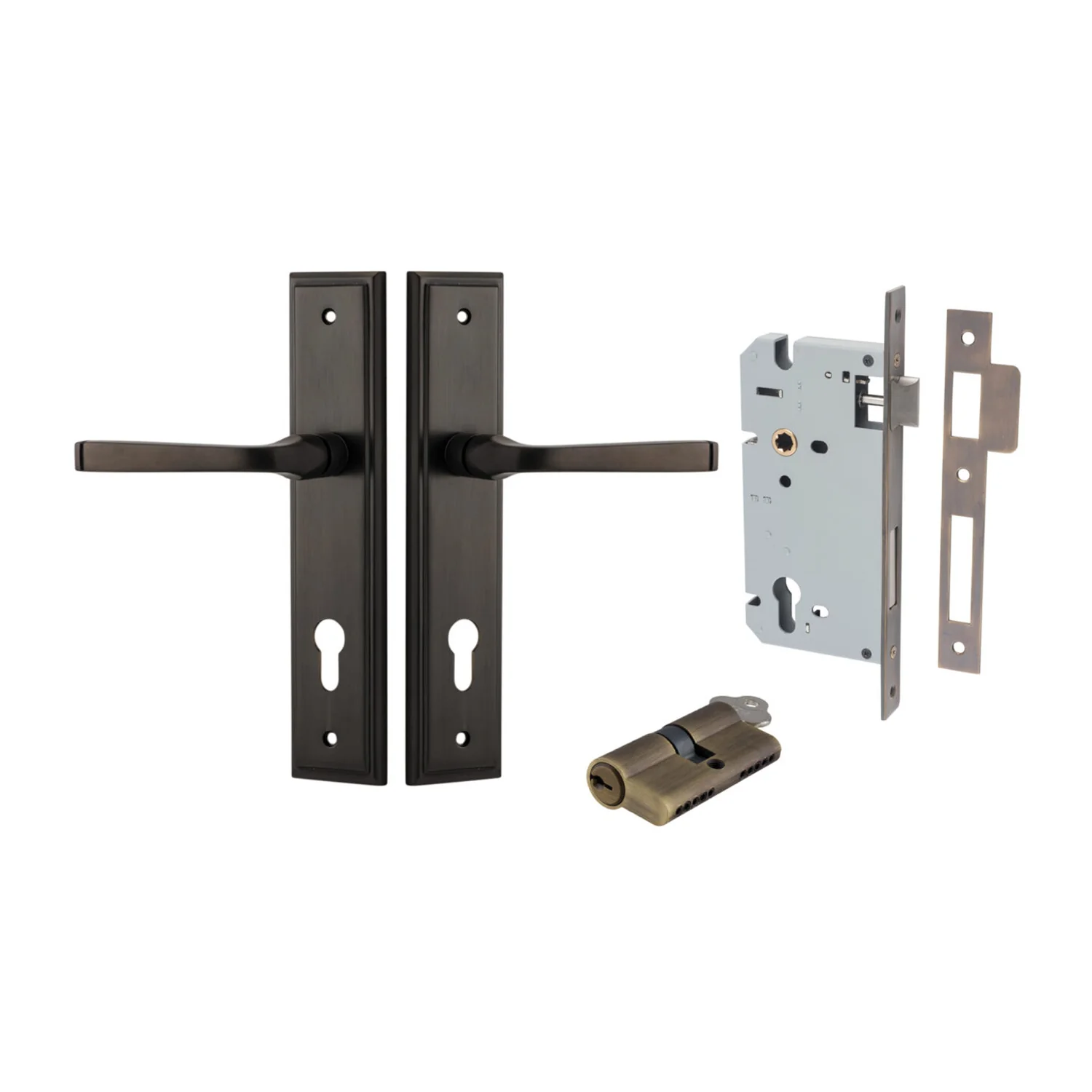 Iver Annecy Door Lever Handle on Stepped Backplate Entrance Kit Key/Key - Image 14