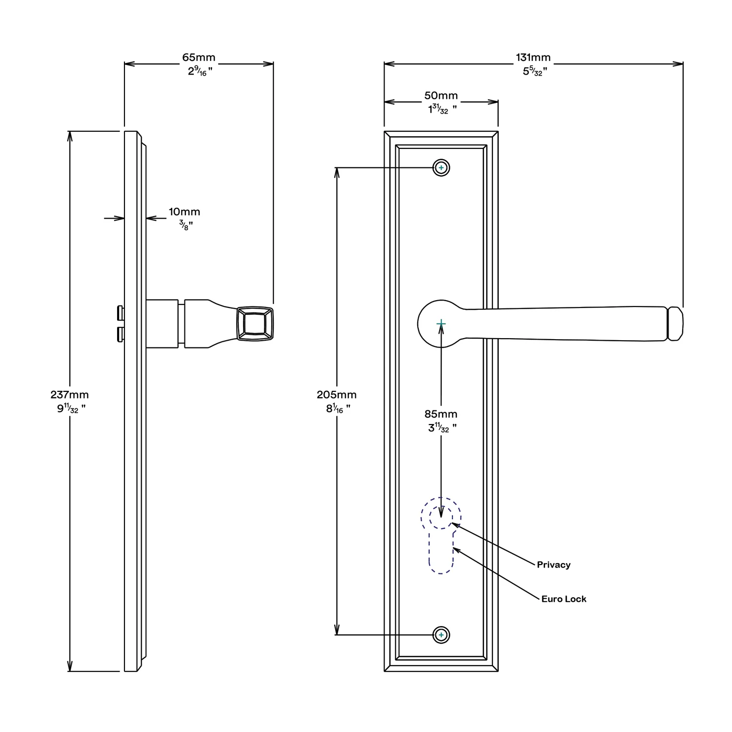 Iver Annecy Door Lever Handle on Stepped Backplate Entrance Kit Key/Key - Image 3