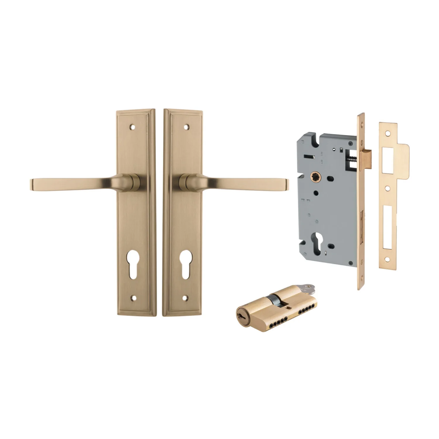 Iver Annecy Door Lever Handle on Stepped Backplate Entrance Kit Key/Key - Image 6