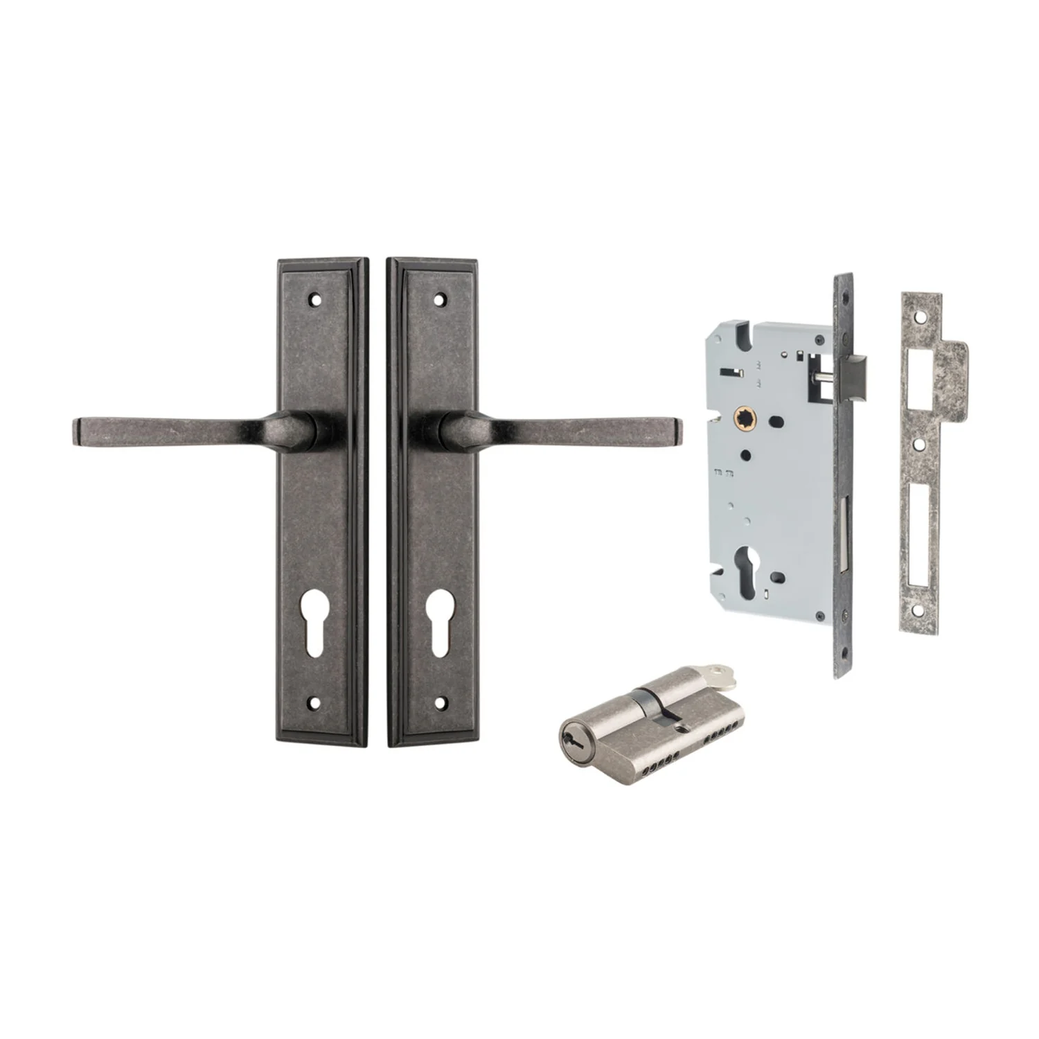 Iver Annecy Door Lever Handle on Stepped Backplate Entrance Kit Key/Key - Image 8