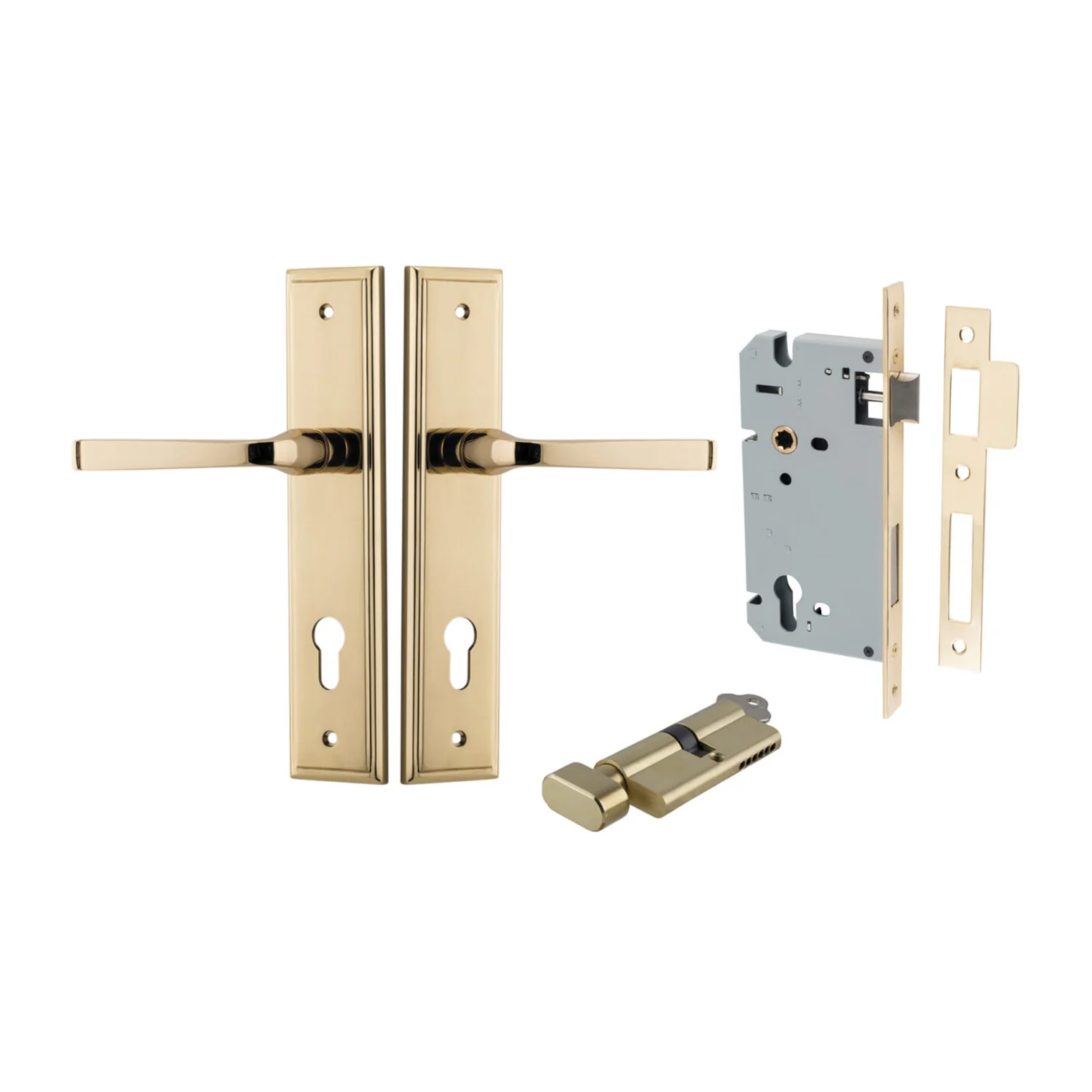 Iver Annecy Door Lever Handle on Stepped Backplate Entrance Kit Key/Thumb - Image 10