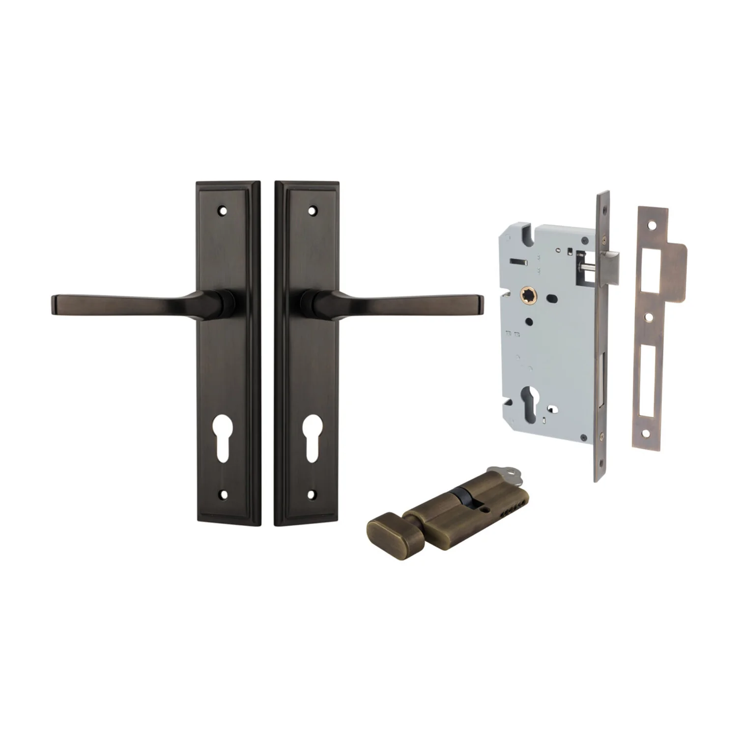 Iver Annecy Door Lever Handle on Stepped Backplate Entrance Kit Key/Thumb - Image 14