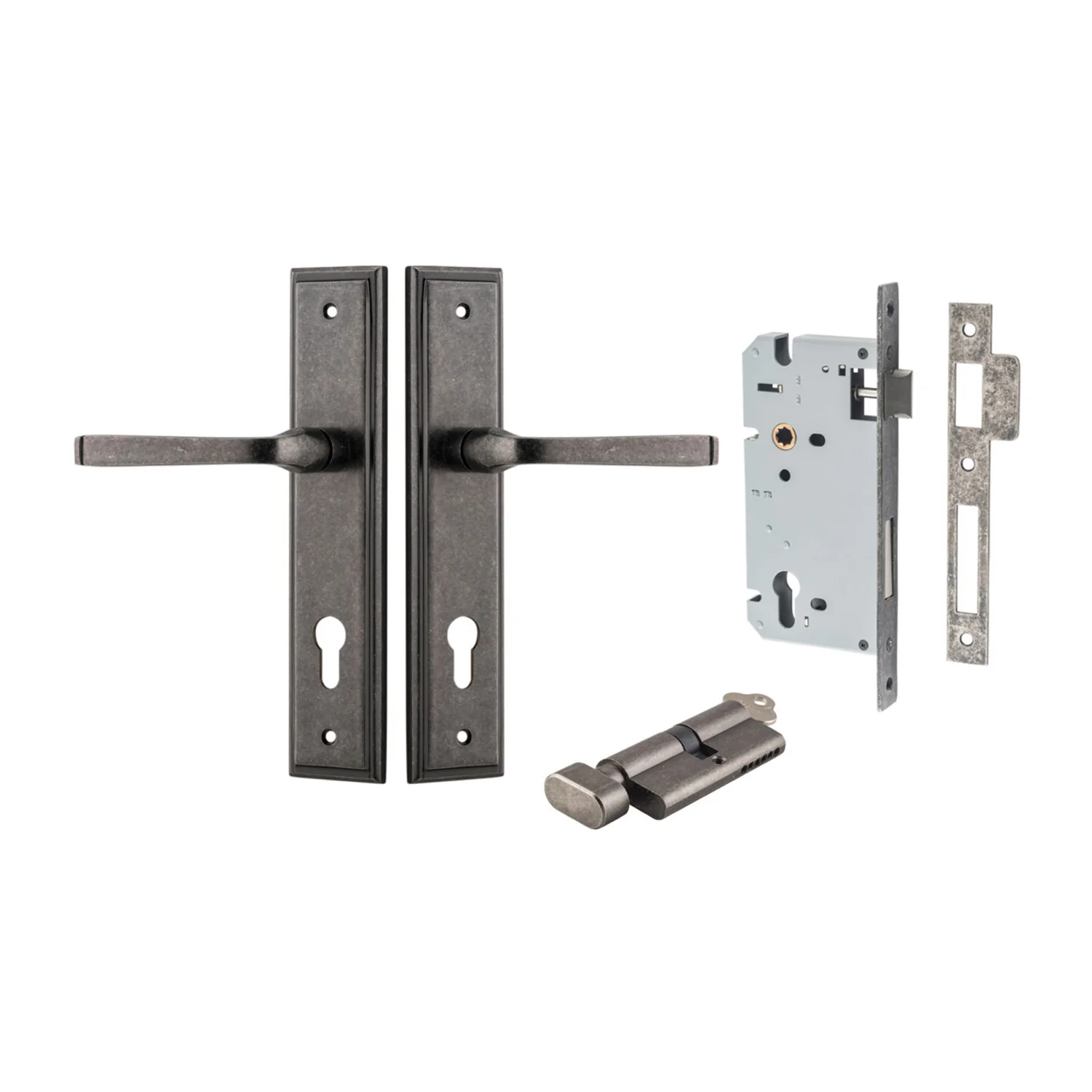 Iver Annecy Door Lever Handle on Stepped Backplate Entrance Kit Key/Thumb - Image 8