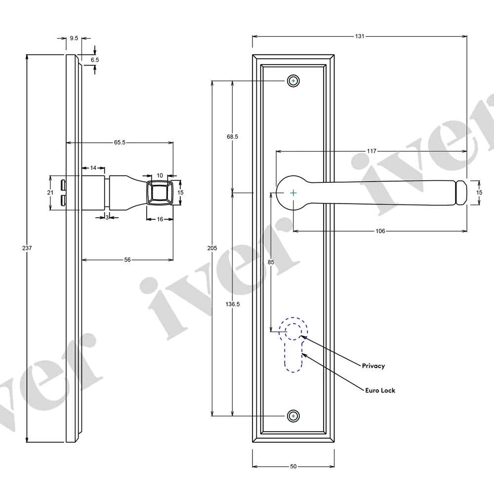 Iver Annecy Door Lever Handle on Stepped Backplate Matt Black - Image 3