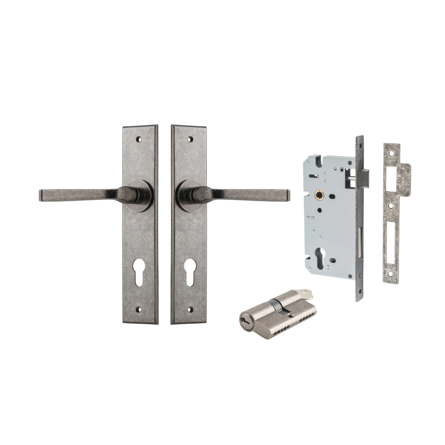 Iver Annecy Door Lever Handle on Chamfered Backplate Entrance Kit Key/Key - Image 10
