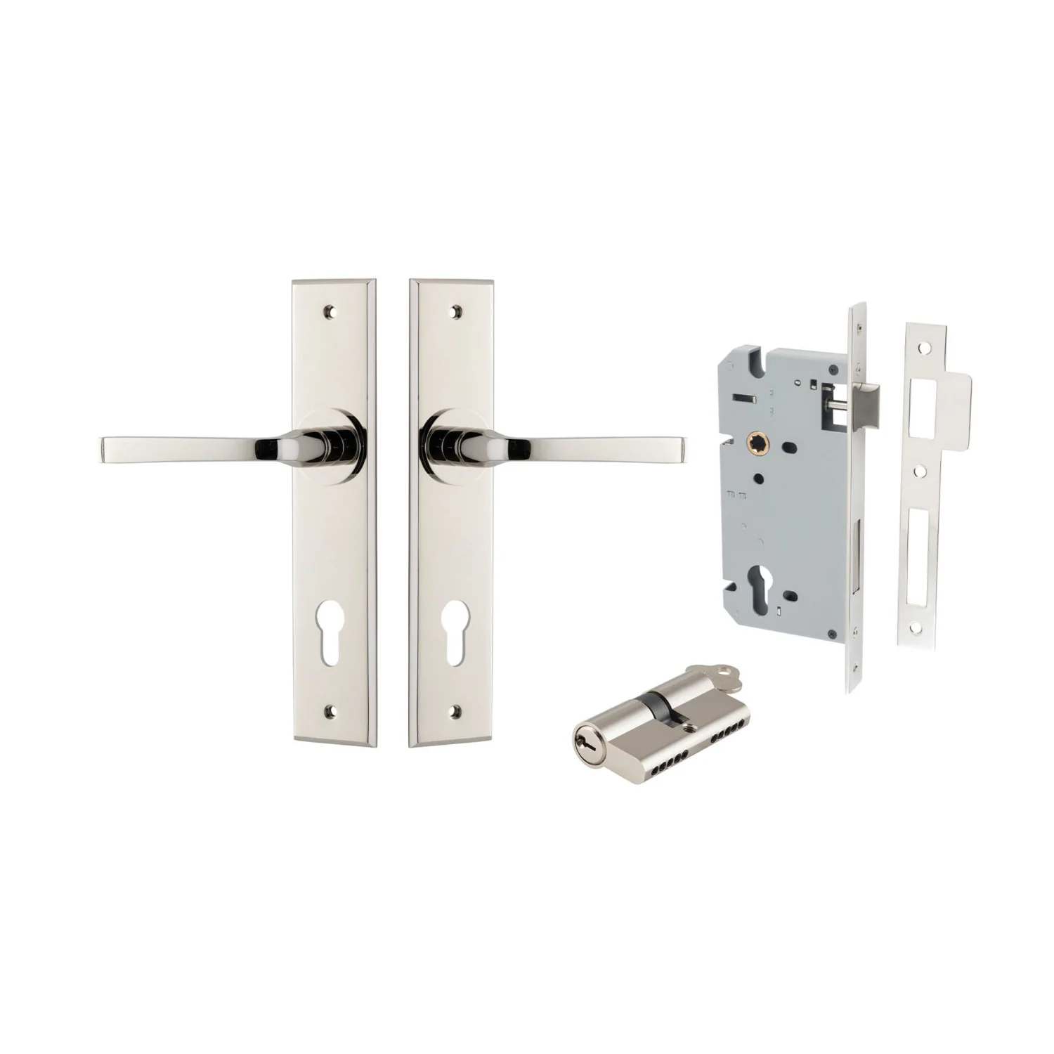 Iver Annecy Door Lever Handle on Chamfered Backplate Entrance Kit Key/Key - Image 11