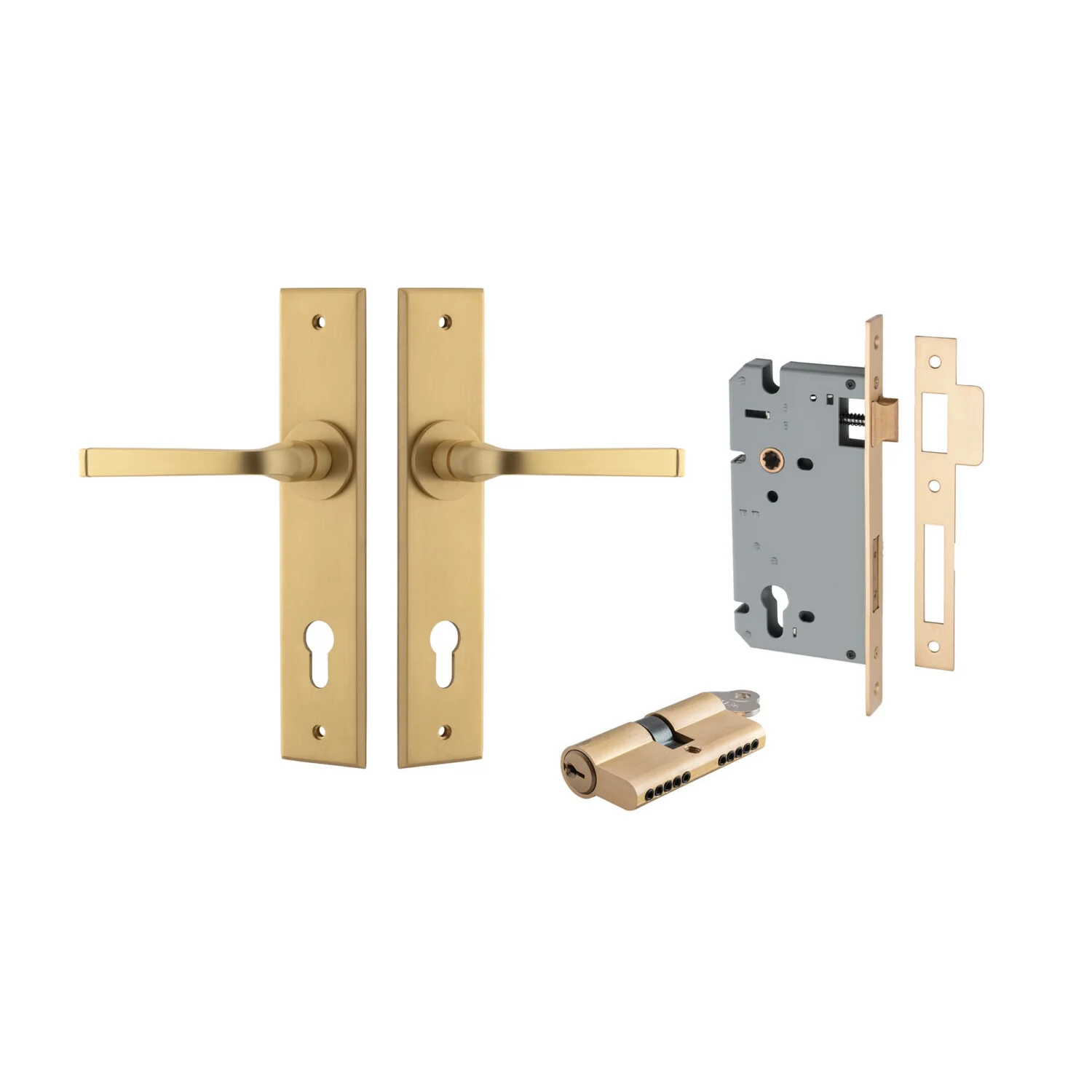 Iver Annecy Door Lever Handle on Chamfered Backplate Entrance Kit Key/Key - Image 13