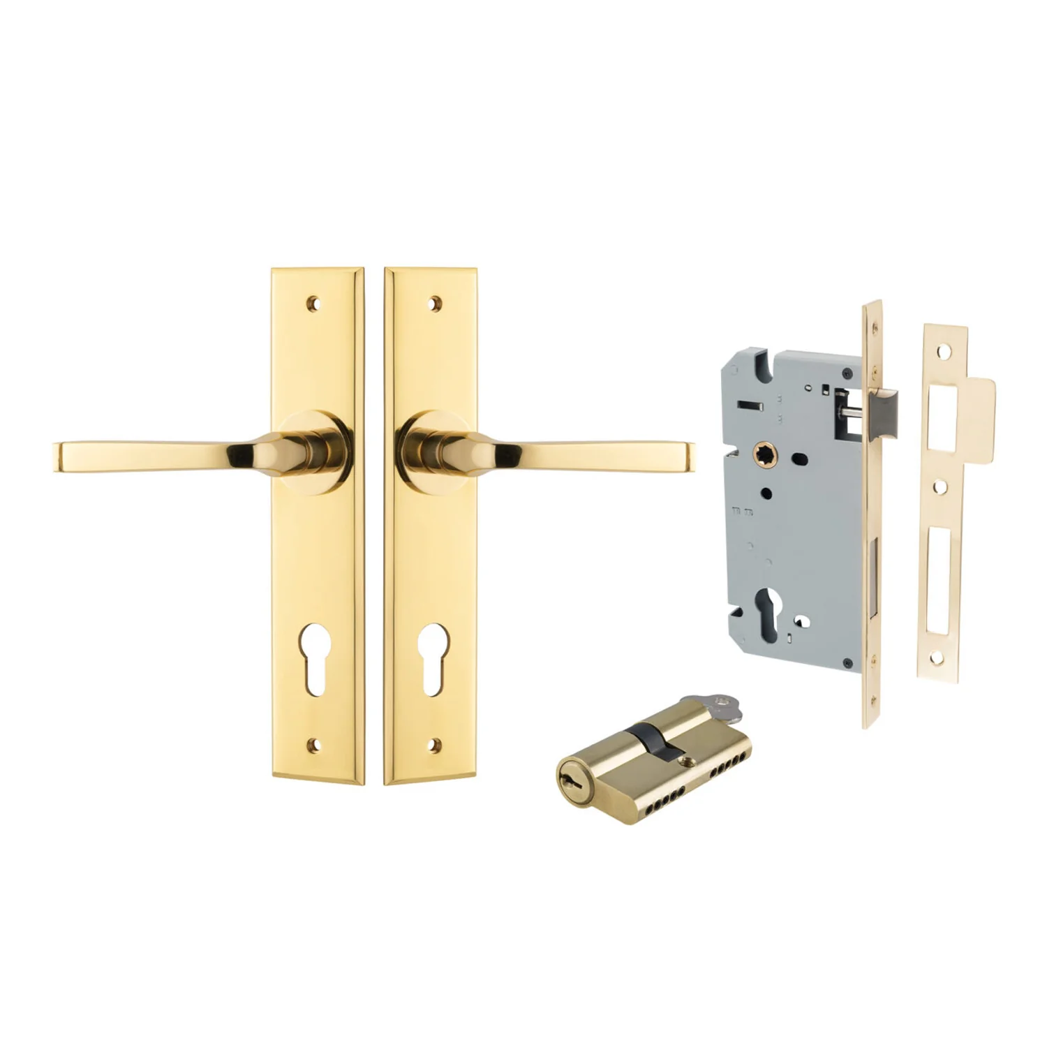 Iver Annecy Door Lever Handle on Chamfered Backplate Entrance Kit Key/Key - Image 5