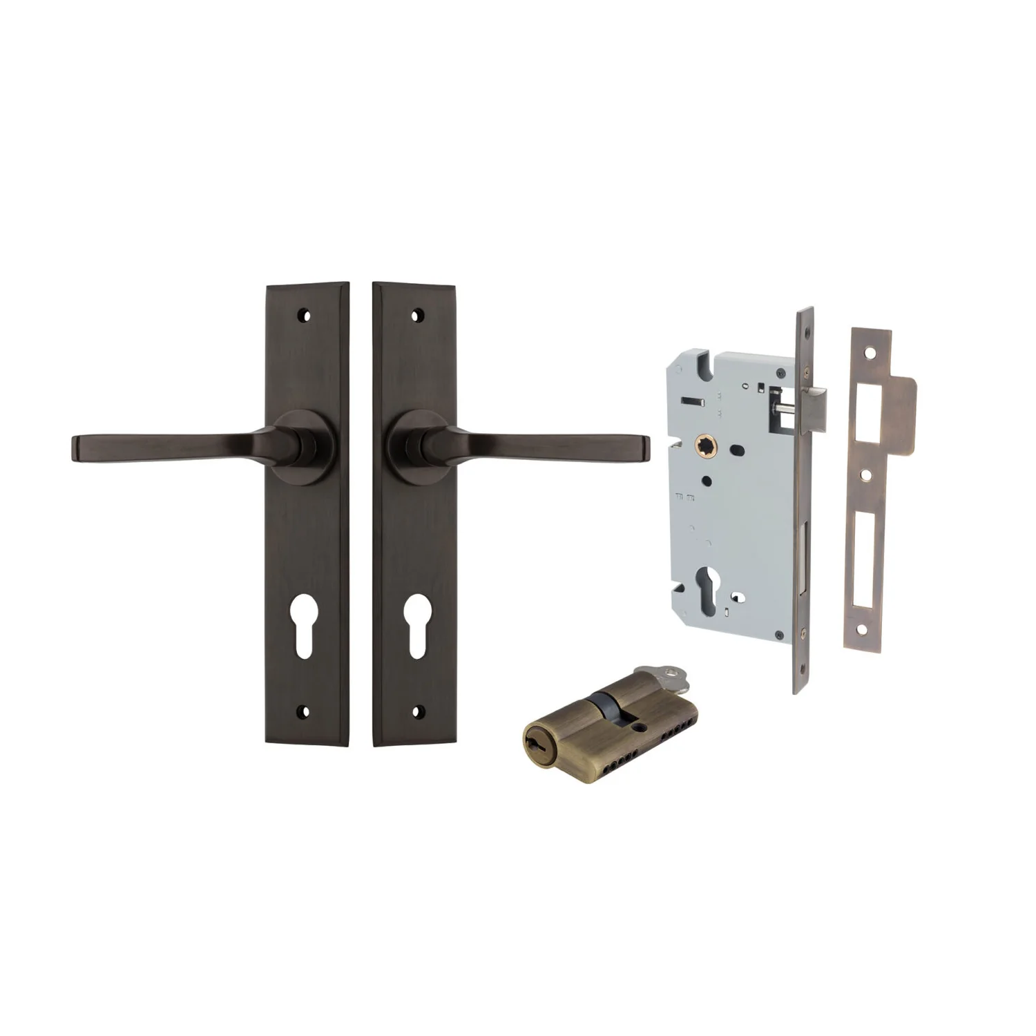 Iver Annecy Door Lever Handle on Chamfered Backplate Entrance Kit Key/Key - Image 6