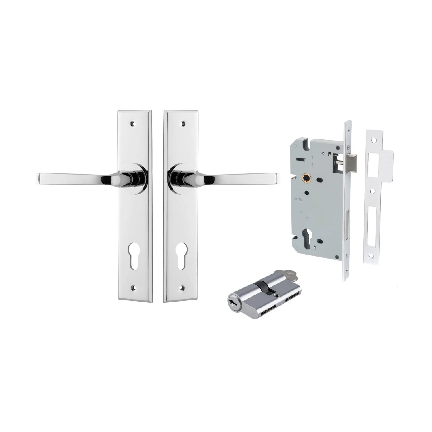 Iver Annecy Door Lever Handle on Chamfered Backplate Entrance Kit Key/Key - Image 7