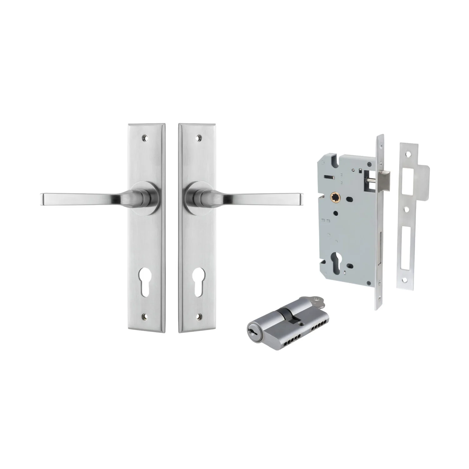 Iver Annecy Door Lever Handle on Chamfered Backplate Entrance Kit Key/Key - Image 8