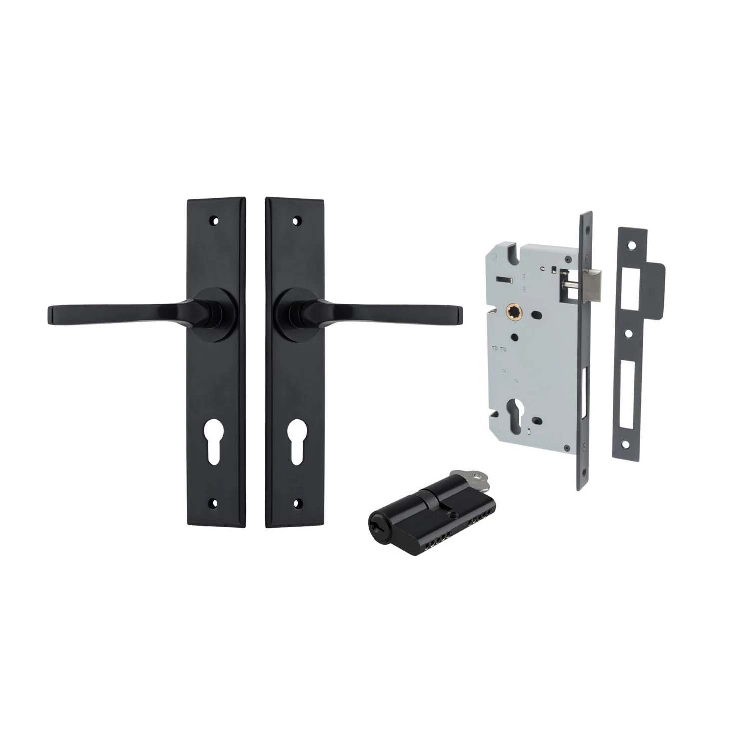 Iver Annecy Door Lever Handle on Chamfered Backplate Entrance Kit Key/Key - Image 9