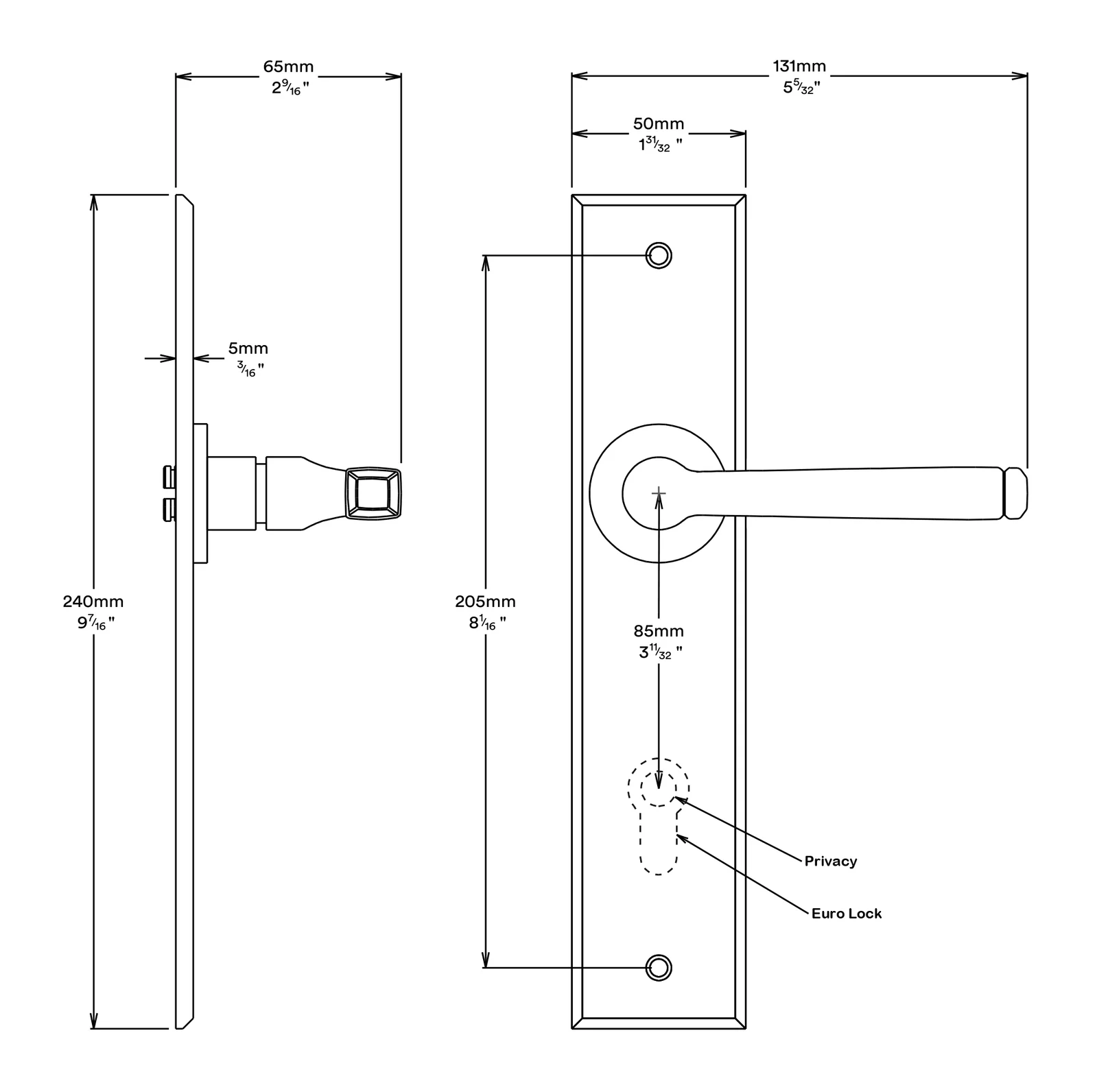 Iver Annecy Door Lever on Chamfered Backplate Passage Kit - Available in Various Finishes - Image 3