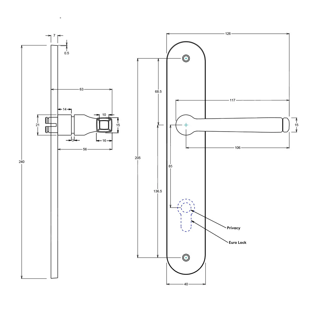 Iver Annecy Door Lever on Oval Backplate Privacy Kit with Turn - Available in Various Finishes - Image 2