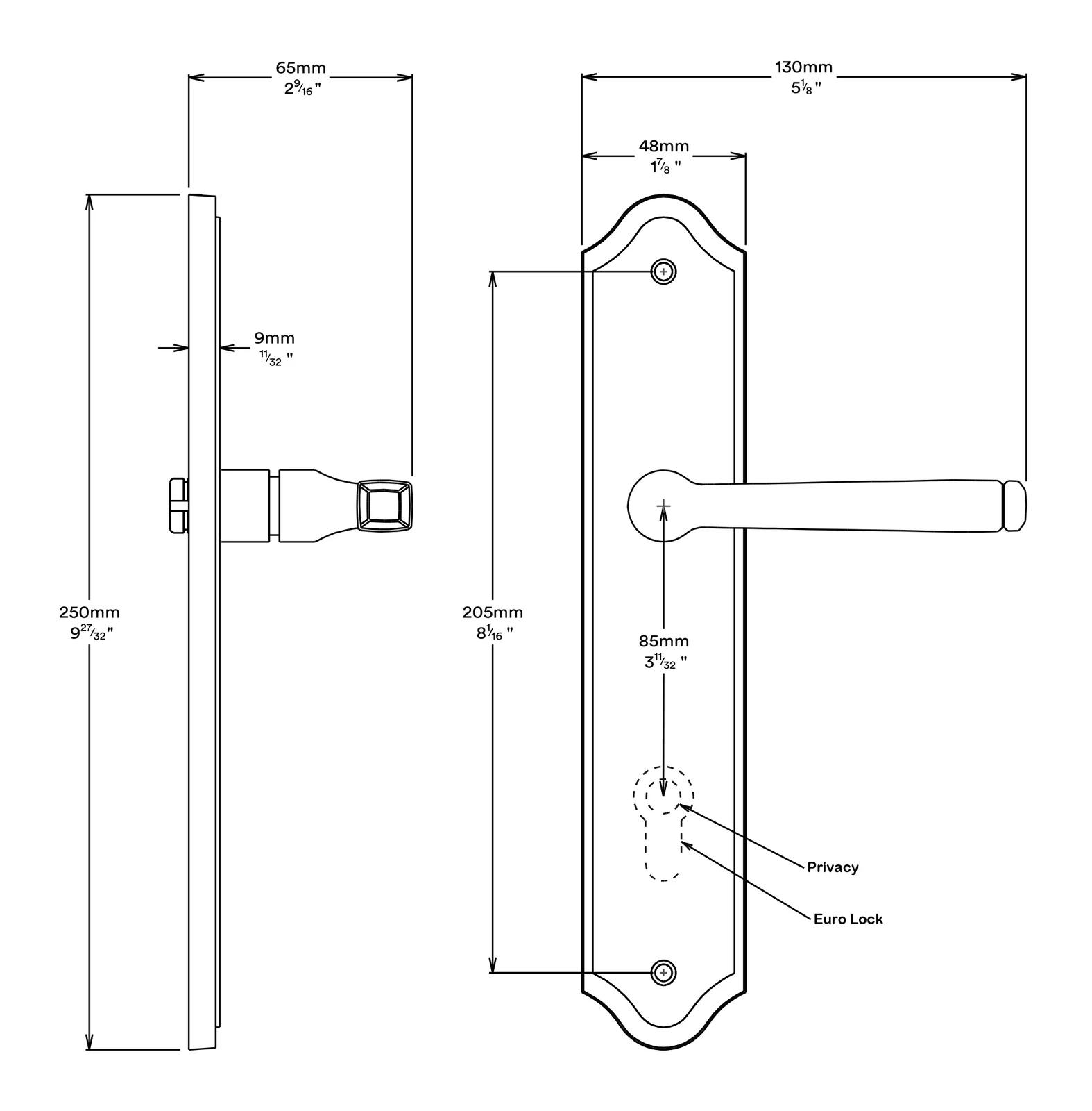 Iver Annecy Door Lever on Shouldered Backplate Passage Kit - Available in Various Finishes - Image 3