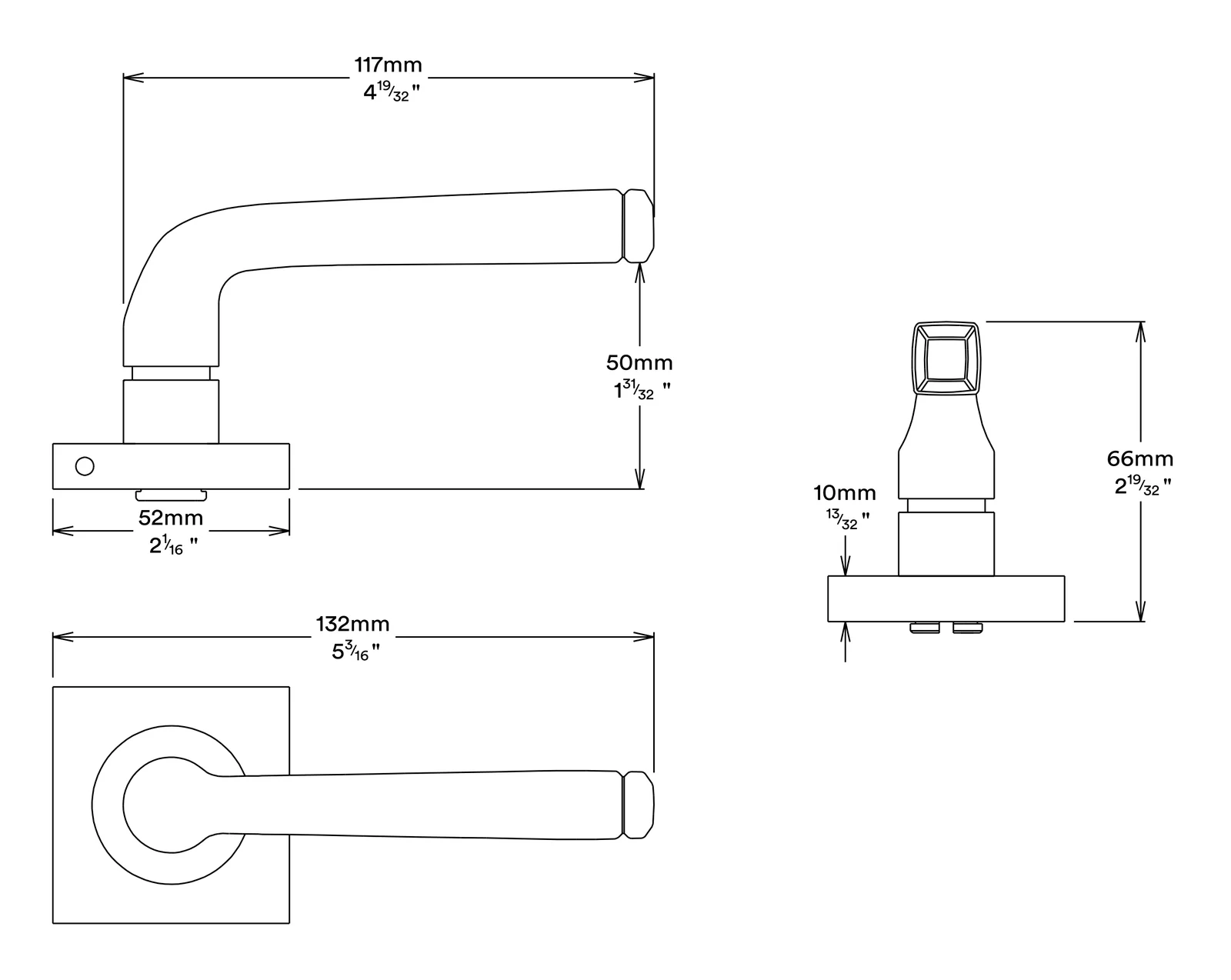 Iver Annecy Door Lever on Square Rose Privacy Kit - Available in Various Finishes - Image 3