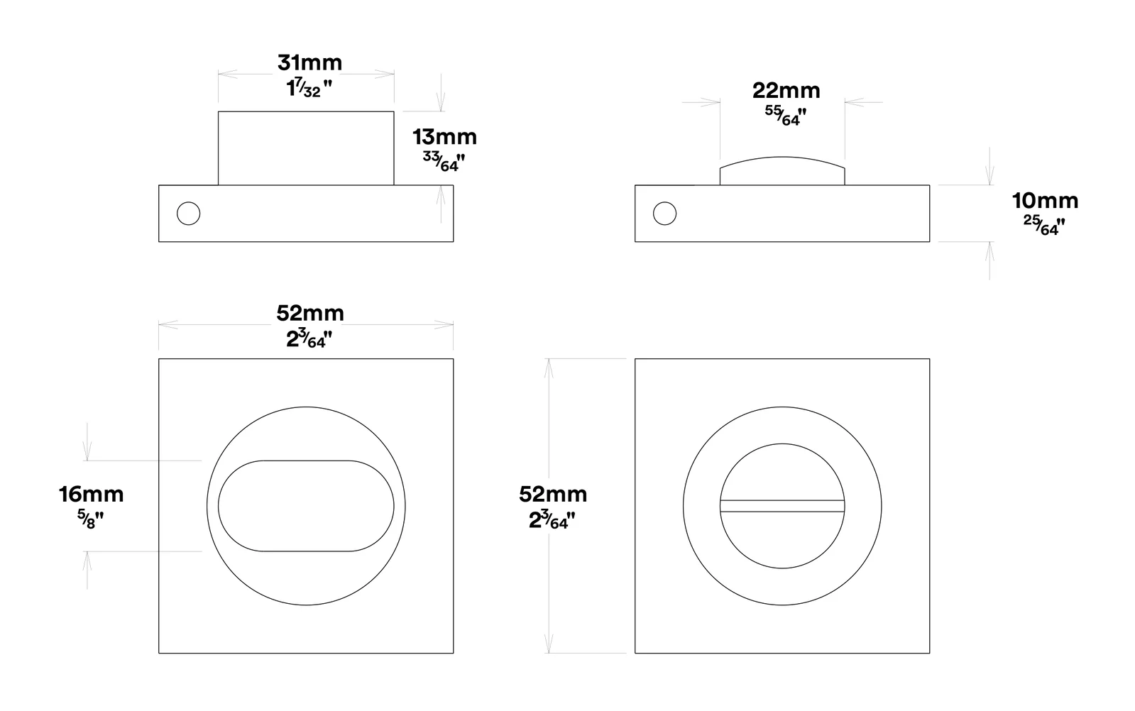 Iver Annecy Door Lever on Square Rose Privacy Kit - Available in Various Finishes - Image 4