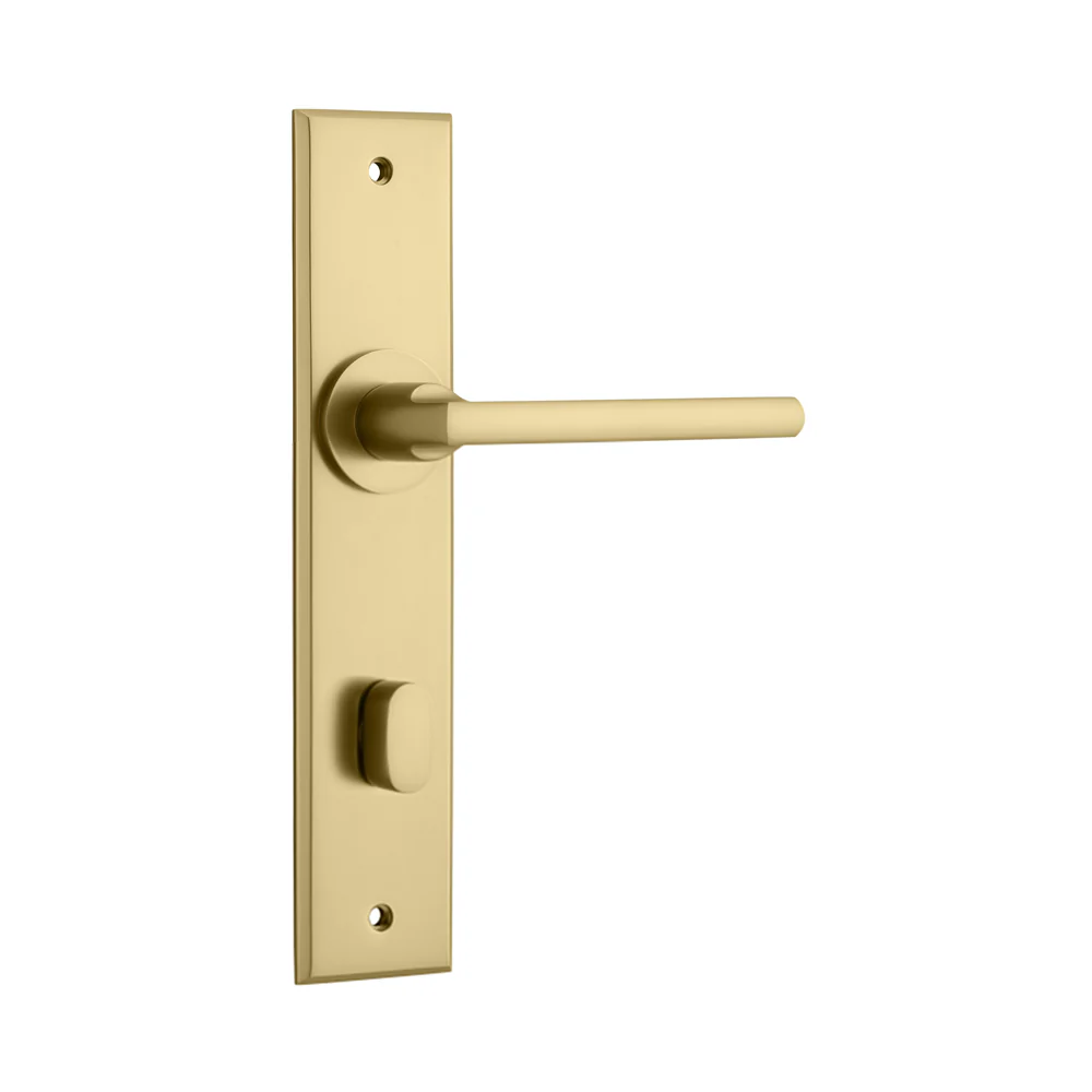 Iver Baltimore Door Lever Handle on Chamfered Backplate Brushed Brass - Image 5