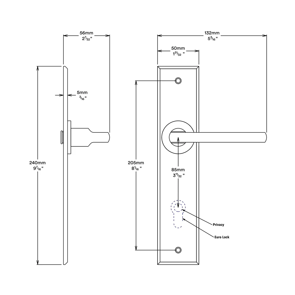 Iver Baltimore Door Lever Handle on Chamfered Backplate Brushed Chrome - Image 2