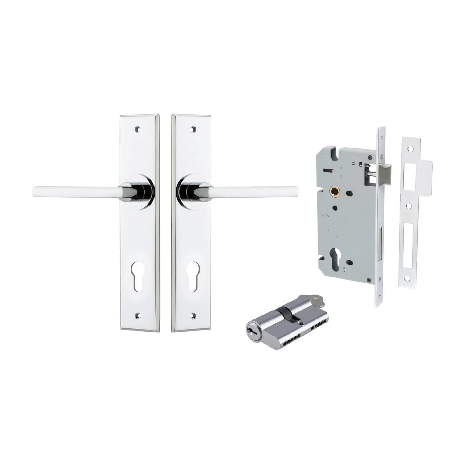 Iver Baltimore Door Lever Handle on Chamfered Backplate Entrance Kit Key/Key - Image 8