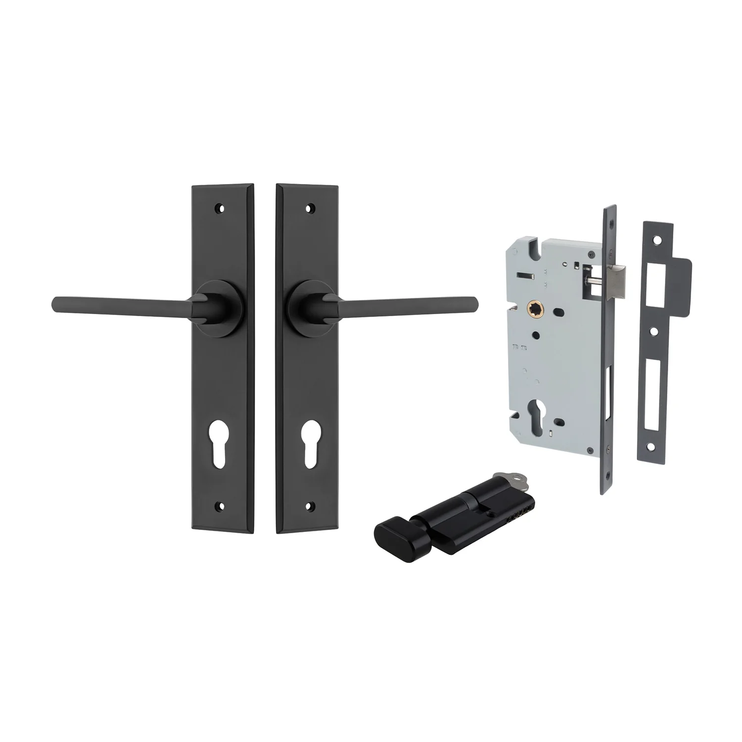 Iver Baltimore Door Lever Handle on Chamfered Backplate Entrance Kit Key/Thumb - Image 10