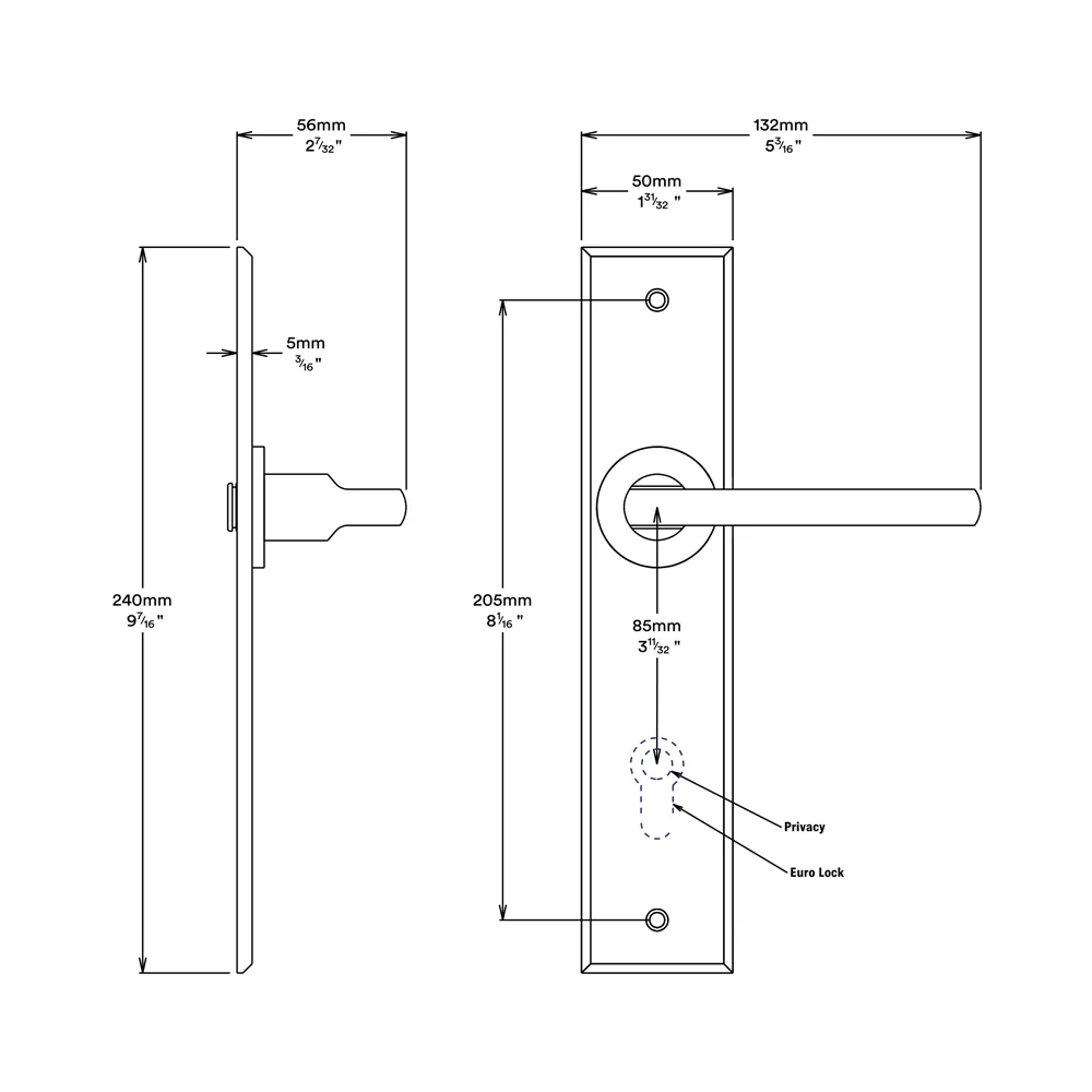 Iver Baltimore Door Lever Handle on Chamfered Backplate Polished Chrome - Image 2