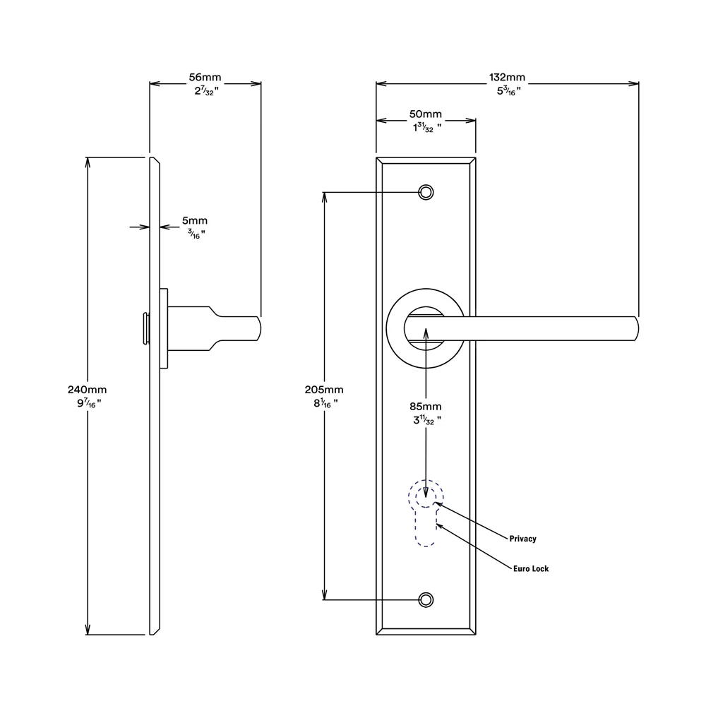 Iver Baltimore Door Lever Handle on Chamfered Backplate Satin Nickel - Image 2