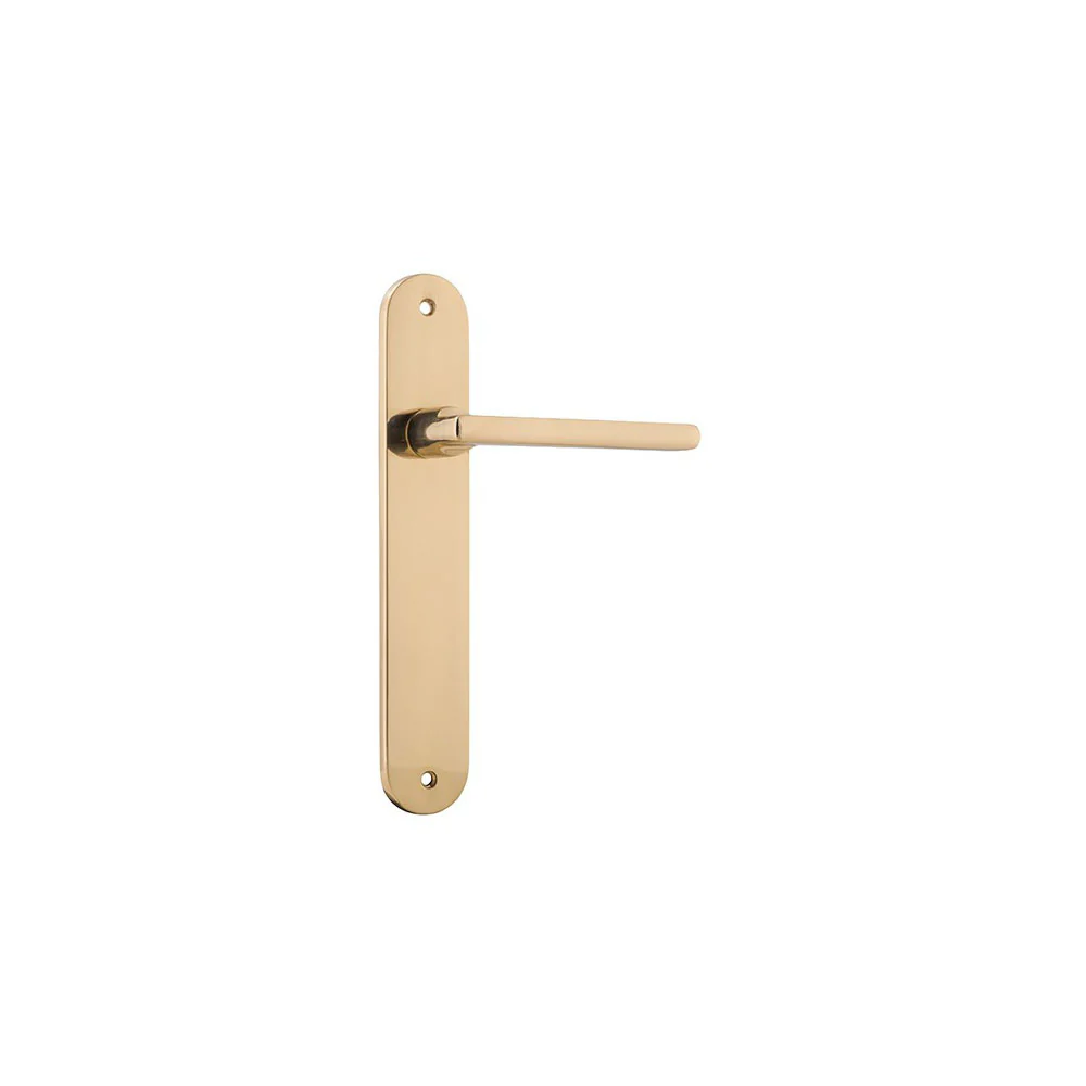 Iver Baltimore Door Lever Handle on Oval Backplate Polished Brass - Image 2
