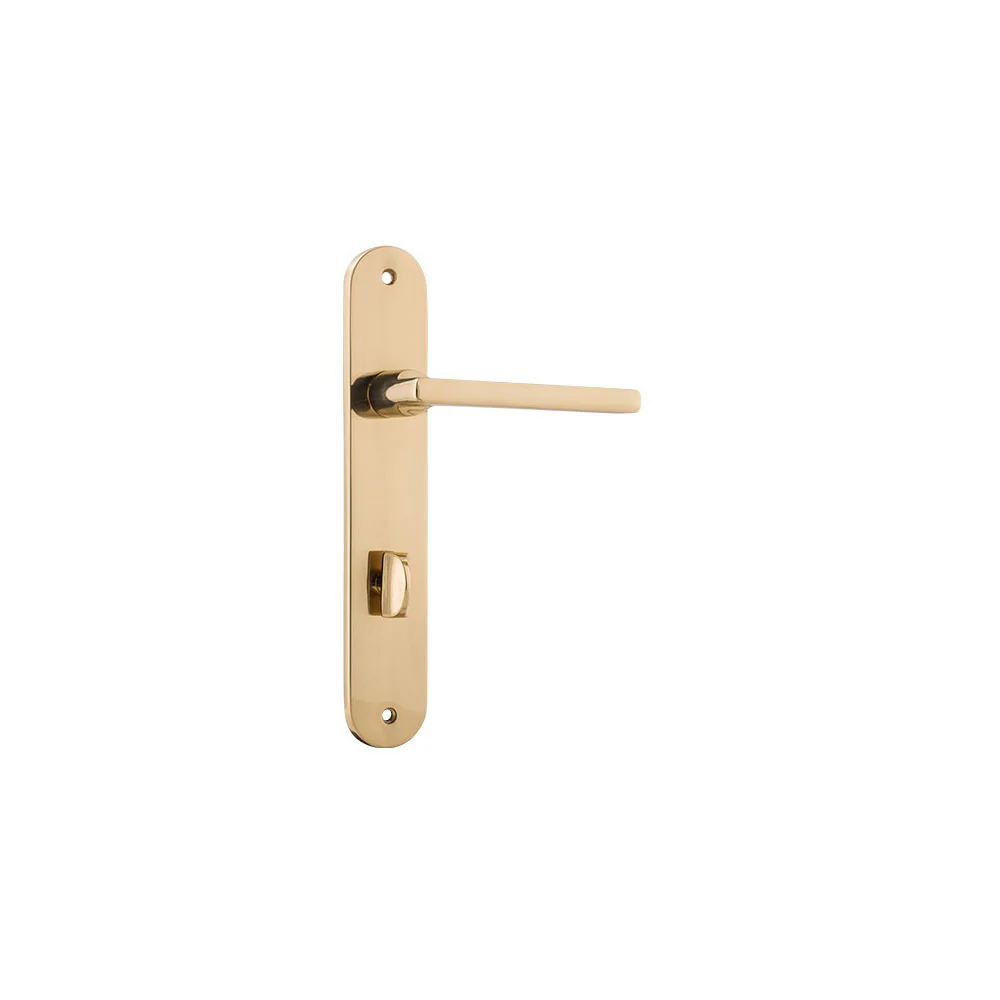 Iver Baltimore Door Lever Handle on Oval Backplate Polished Brass - Image 4