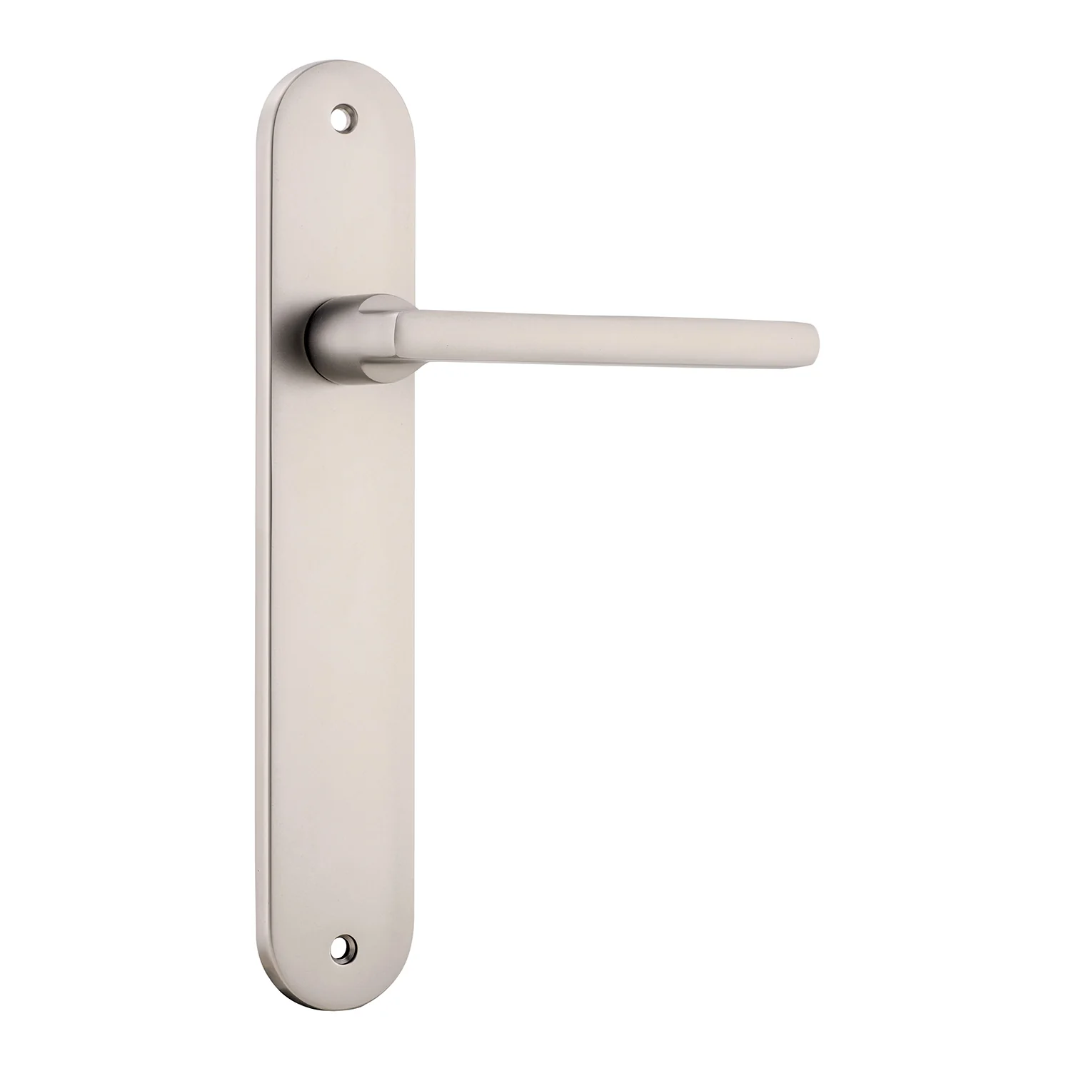 Iver Baltimore Door Lever Handle on Oval Backplate Satin Nickel - Image 5