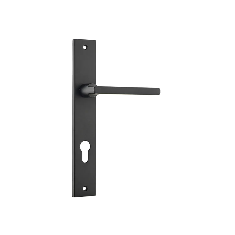 Iver Baltimore Door Lever Handle on Rectangular Backplate Matt Black - Image 3