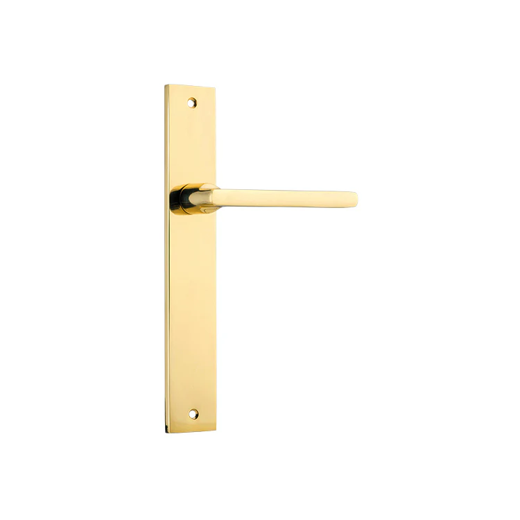 Iver Baltimore Door Lever Handle on Rectangular Backplate Polished Brass - Image 2