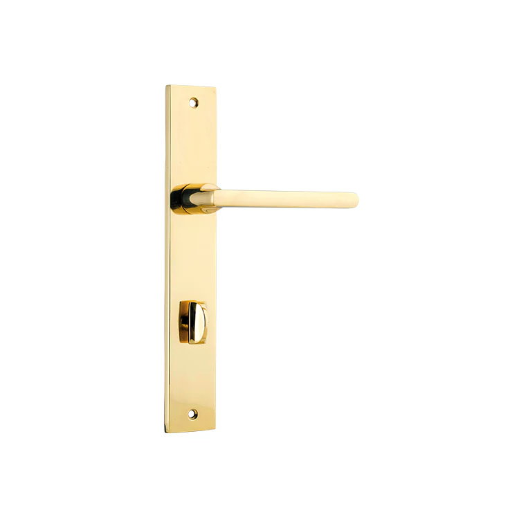 Iver Baltimore Door Lever Handle on Rectangular Backplate Polished Brass - Image 4