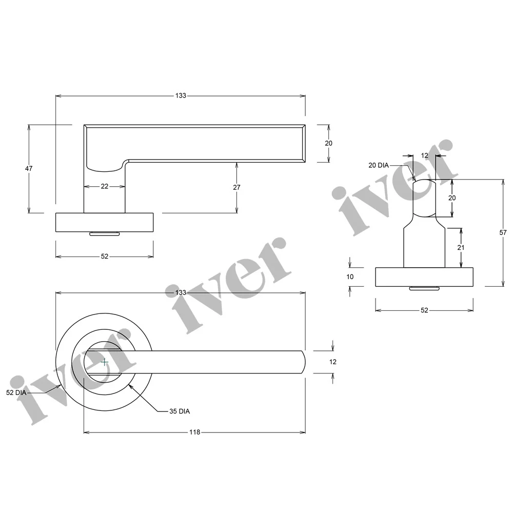Iver Baltimore Door Lever Handle on Round Rose - Image 4