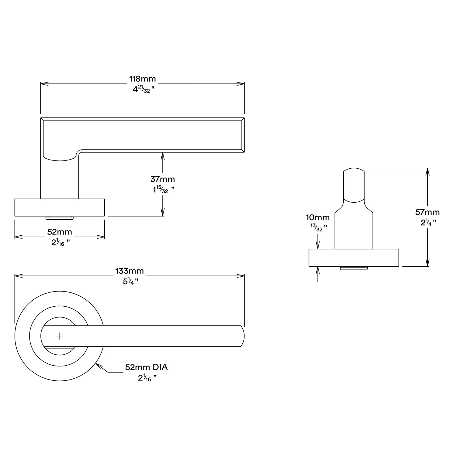 Iver Baltimore Door Lever Handle on Round Rose Passage Kit - Available in Various Finishes - Image 3