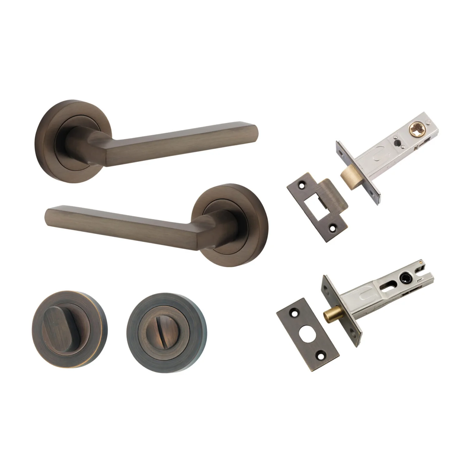 Iver Baltimore Door Lever Handle on Round Rose Privacy Kit - Available in Various Finishes - Image 13